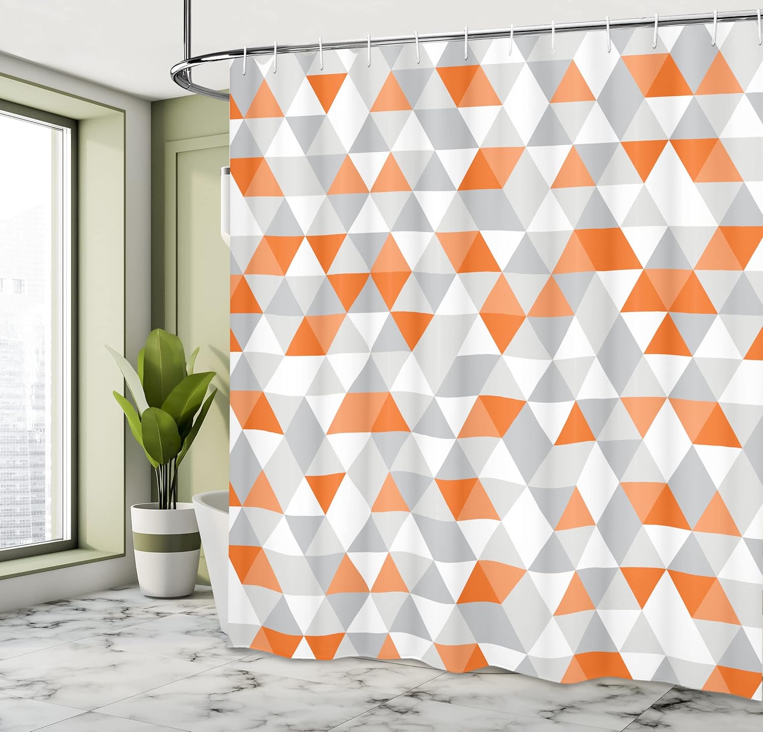 Ambesonne Geometric Shower Curtain Set - 69x75 Orange Salmon