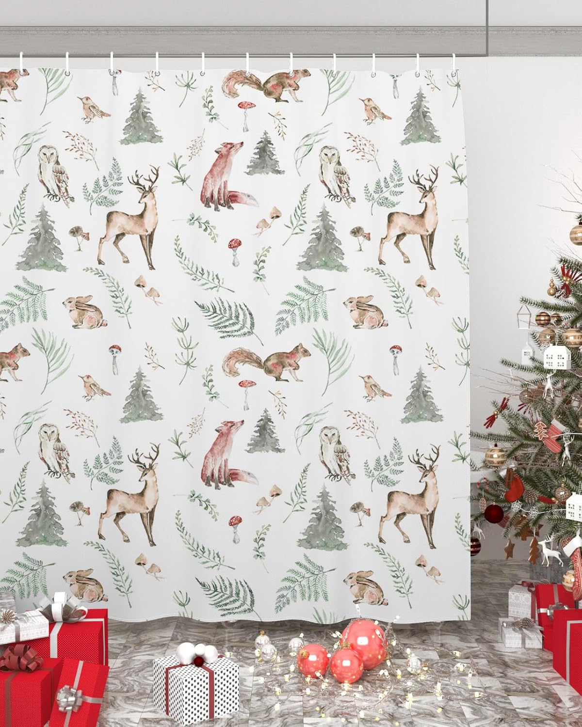 ZOE GARDEN Christmas Bathroom Set with Curtain Rug and Accessories