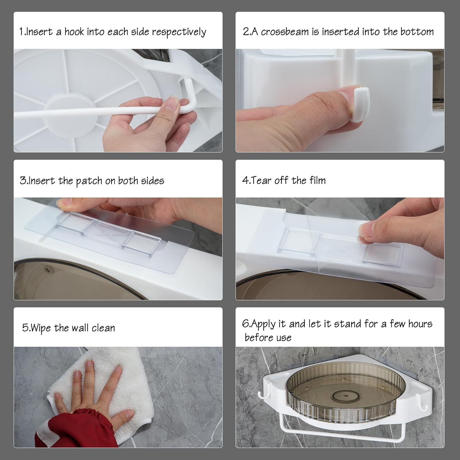 Rotating Corner Shower Caddy with Hooks and Towel Bar
