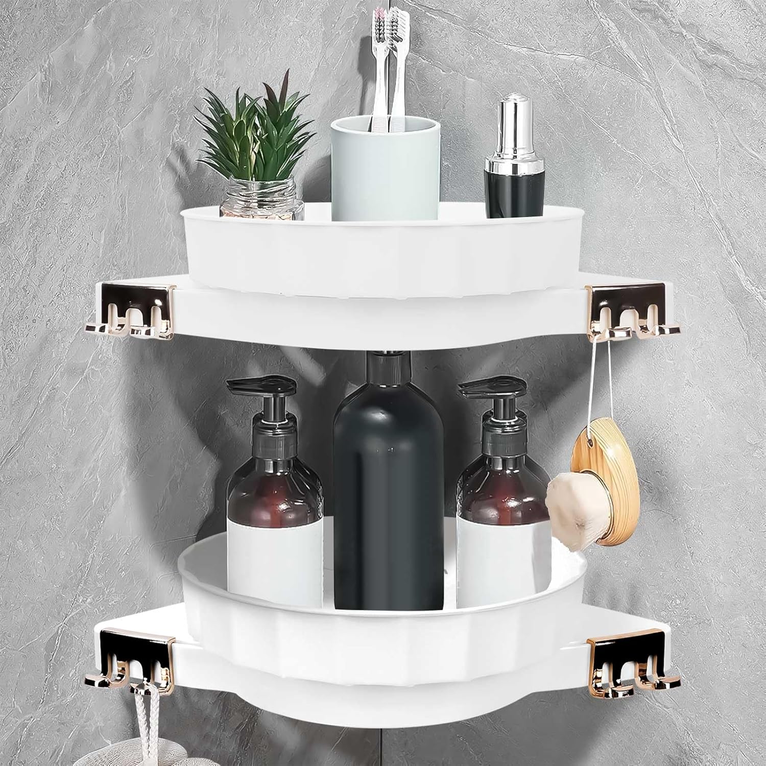 2 Pack Corner Shower Caddy with 360 Rotate