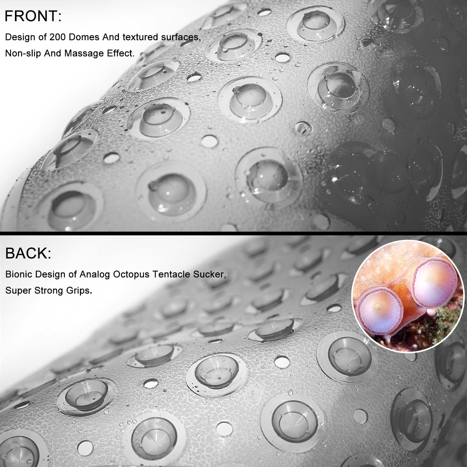 Extra Long Non-Slip Bathtub Mat with Drain Holes and Suction Cups