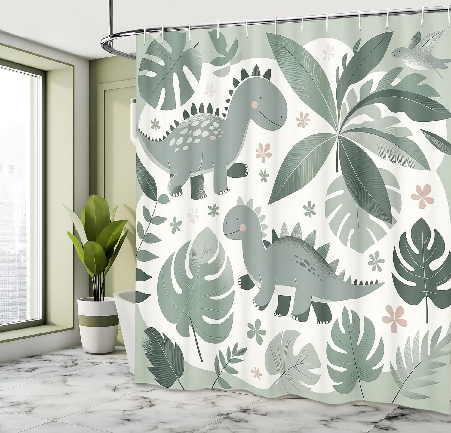 Ambesonne Dinosaur Shower Curtain Set