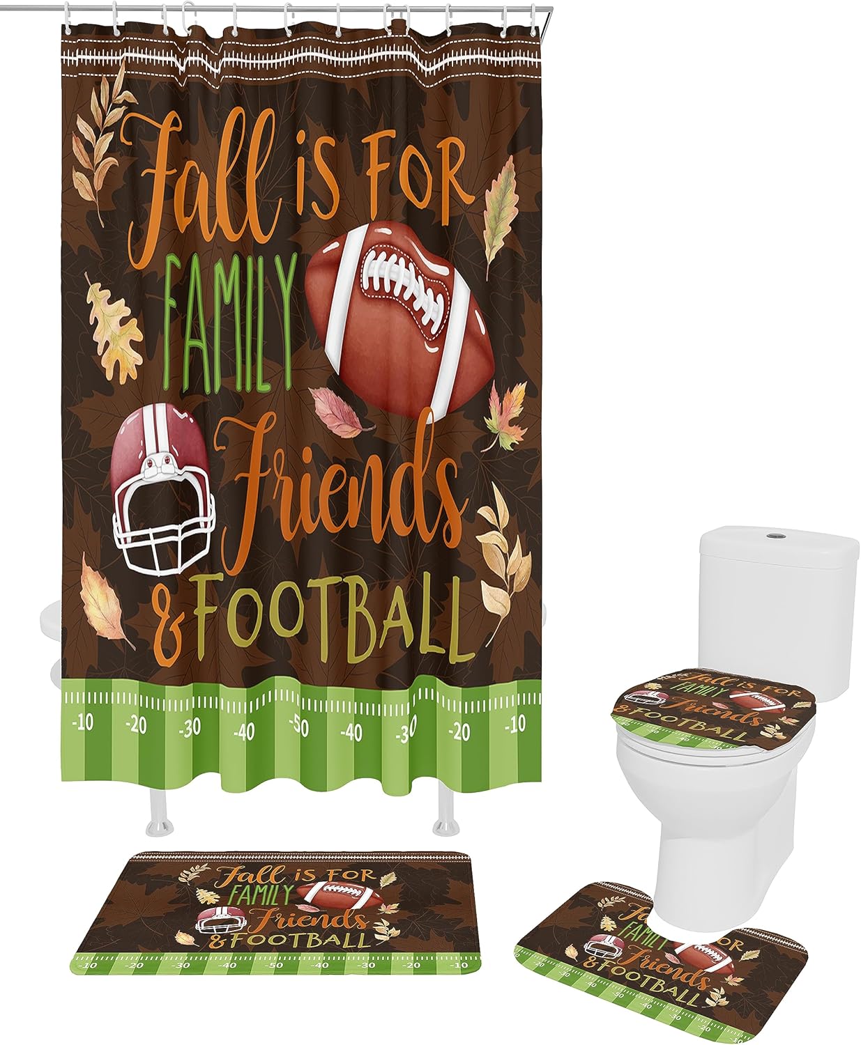 ZOE GARDEN Fall Thanksgiving Bathroom Set 36x72 Inches