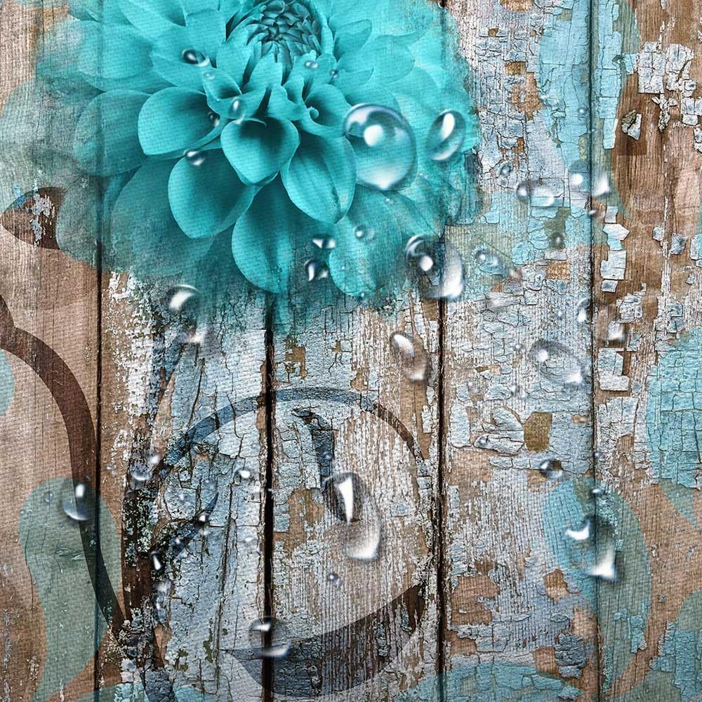 JAWO Teal Dahlia Small Shower Curtain Set