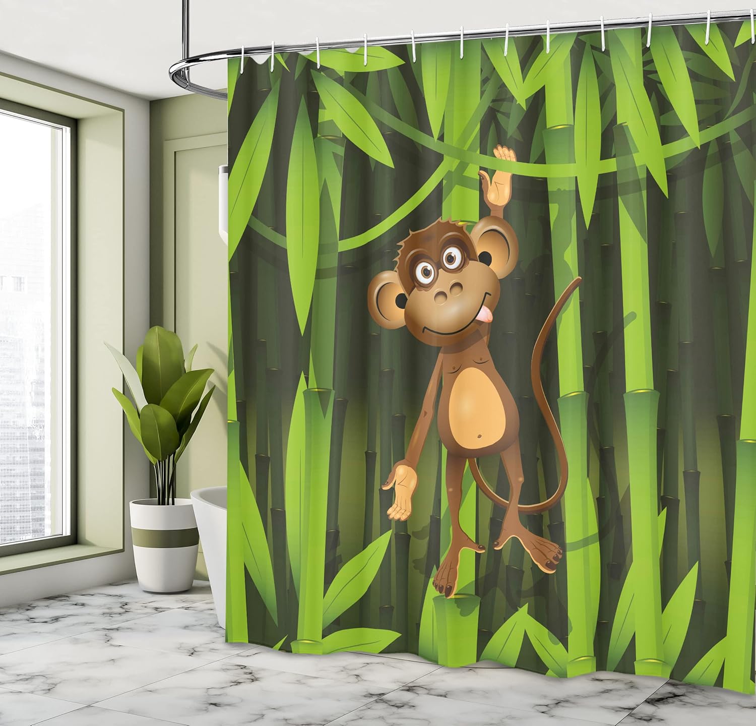 Ambesonne Jungle Shower Curtain Set with 12 Hooks 1