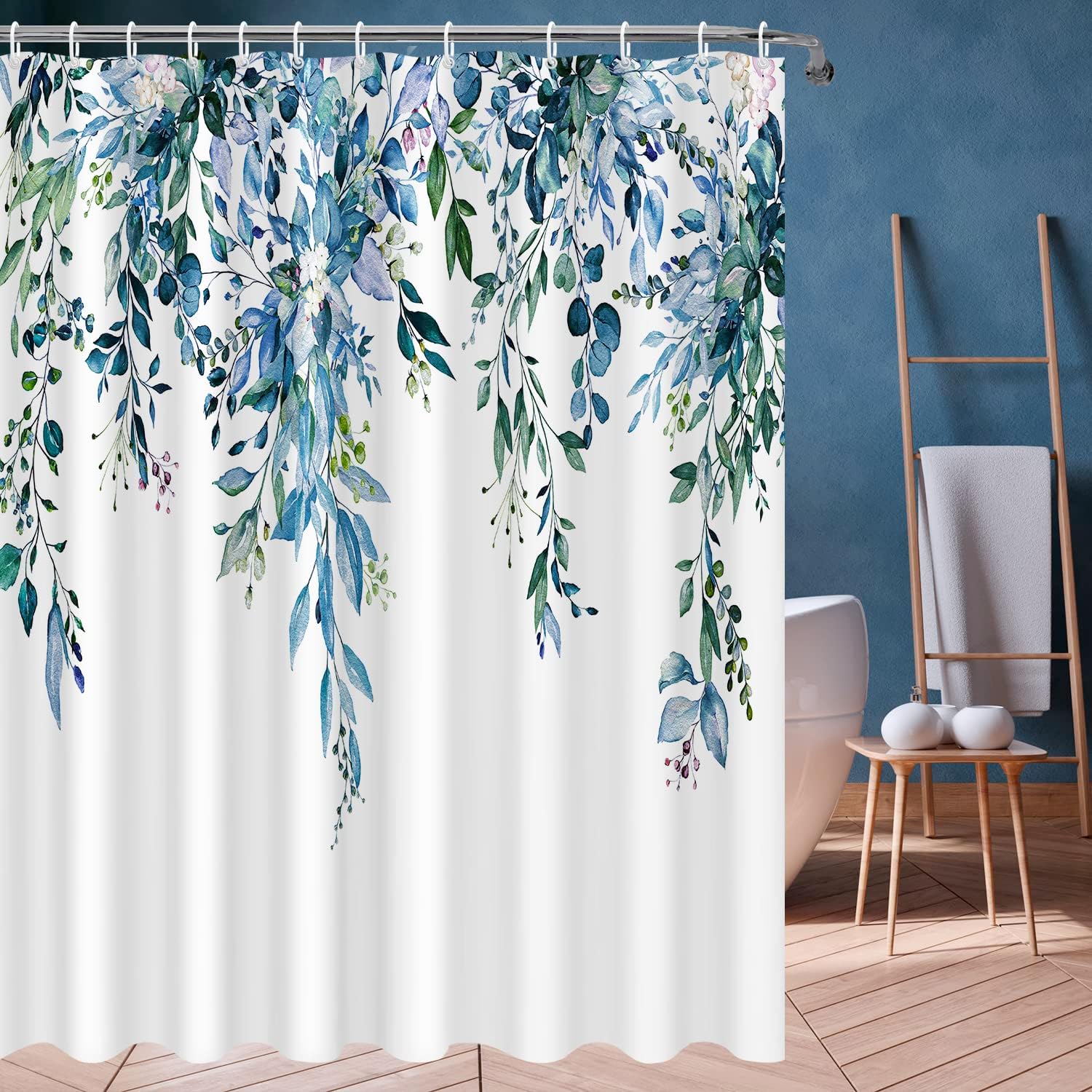 Extra Long Eucalyptus Leaves Shower Curtain 72x84 Inch