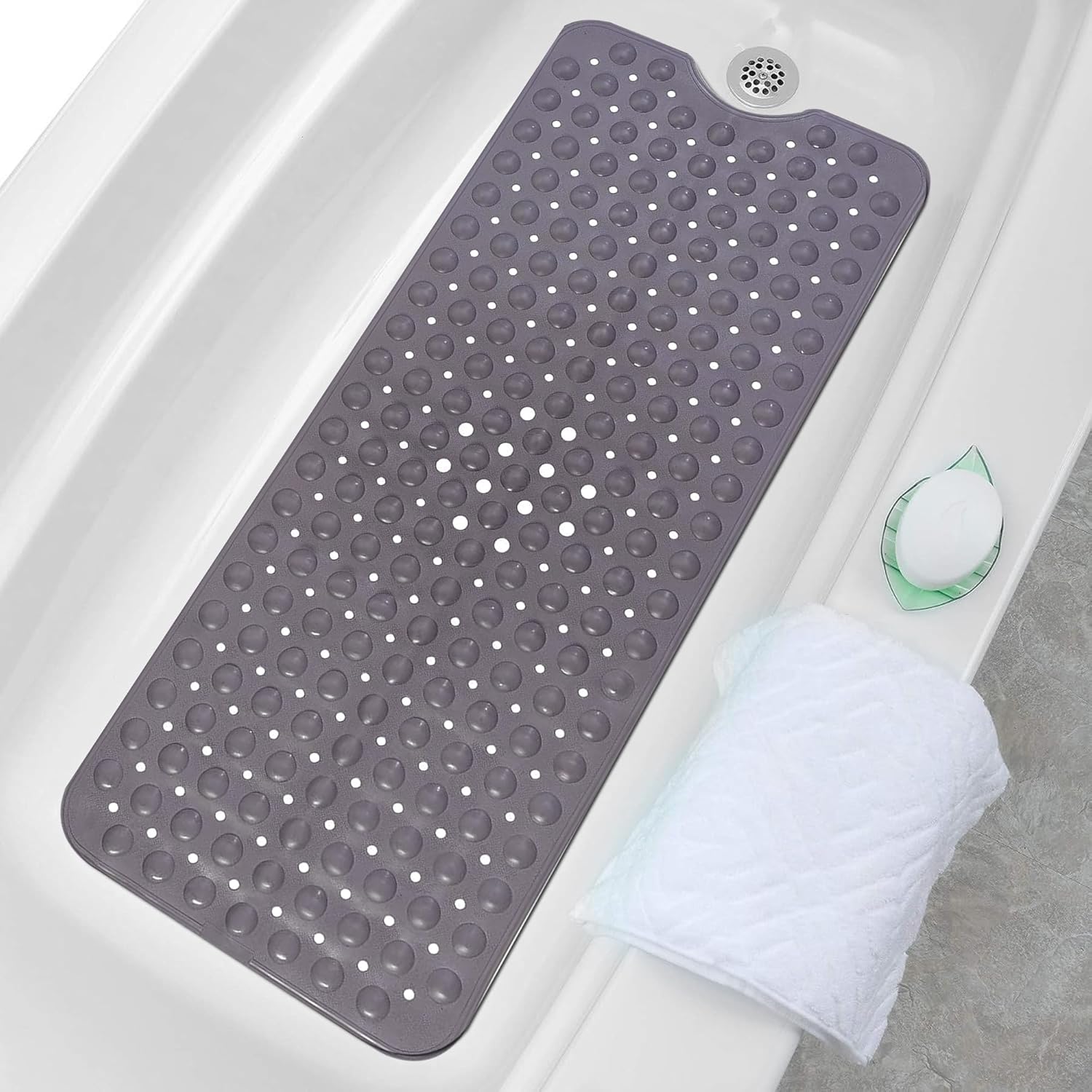 LDC Bath Mat 40x16 Grey with Suction Cups