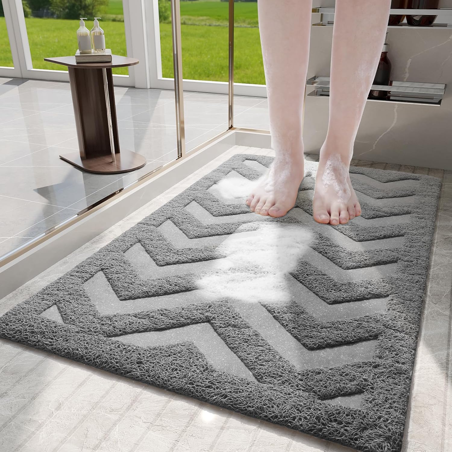 YDKGL Gray Non Slip Bathtub Mat 18x30in