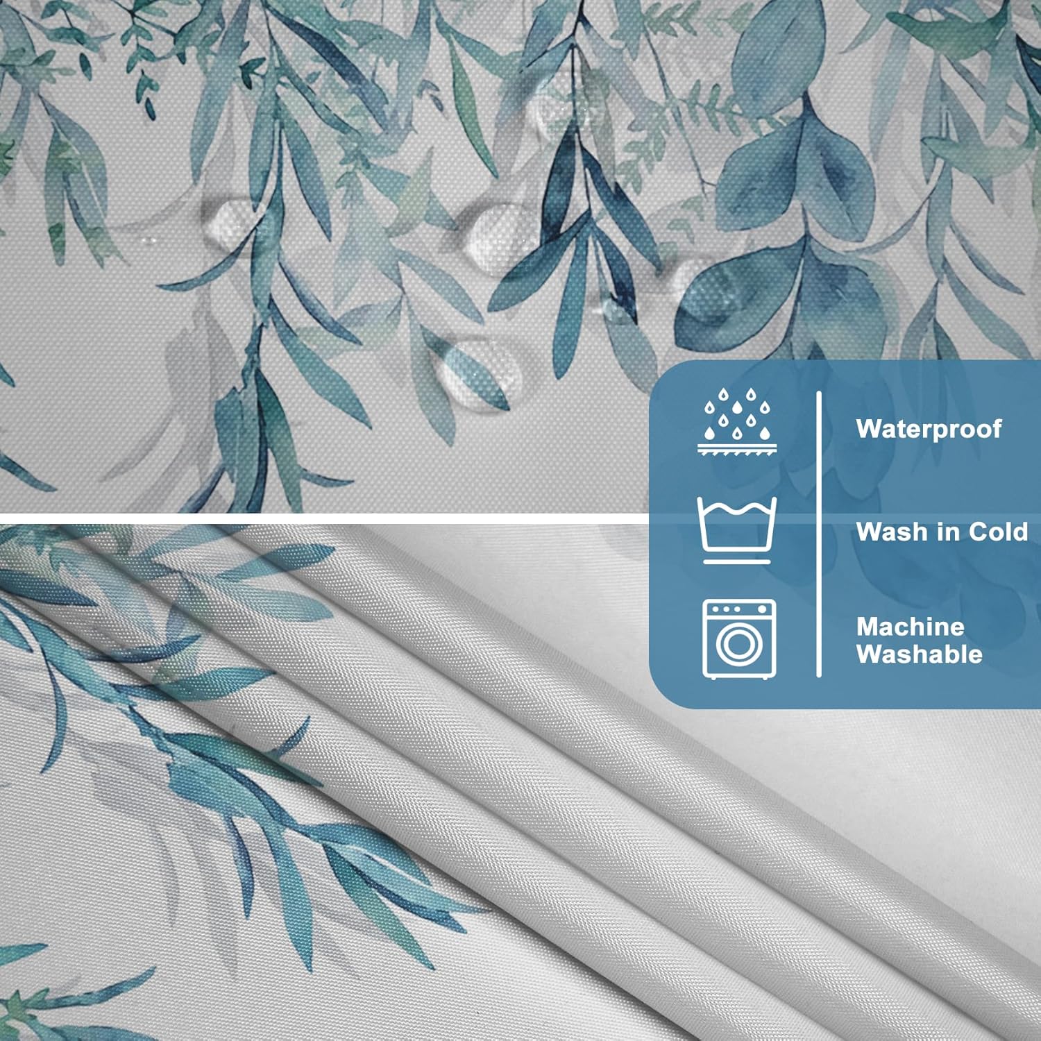 AWERT Double Layer Shower Curtain Set with Snap Liner Sage Green