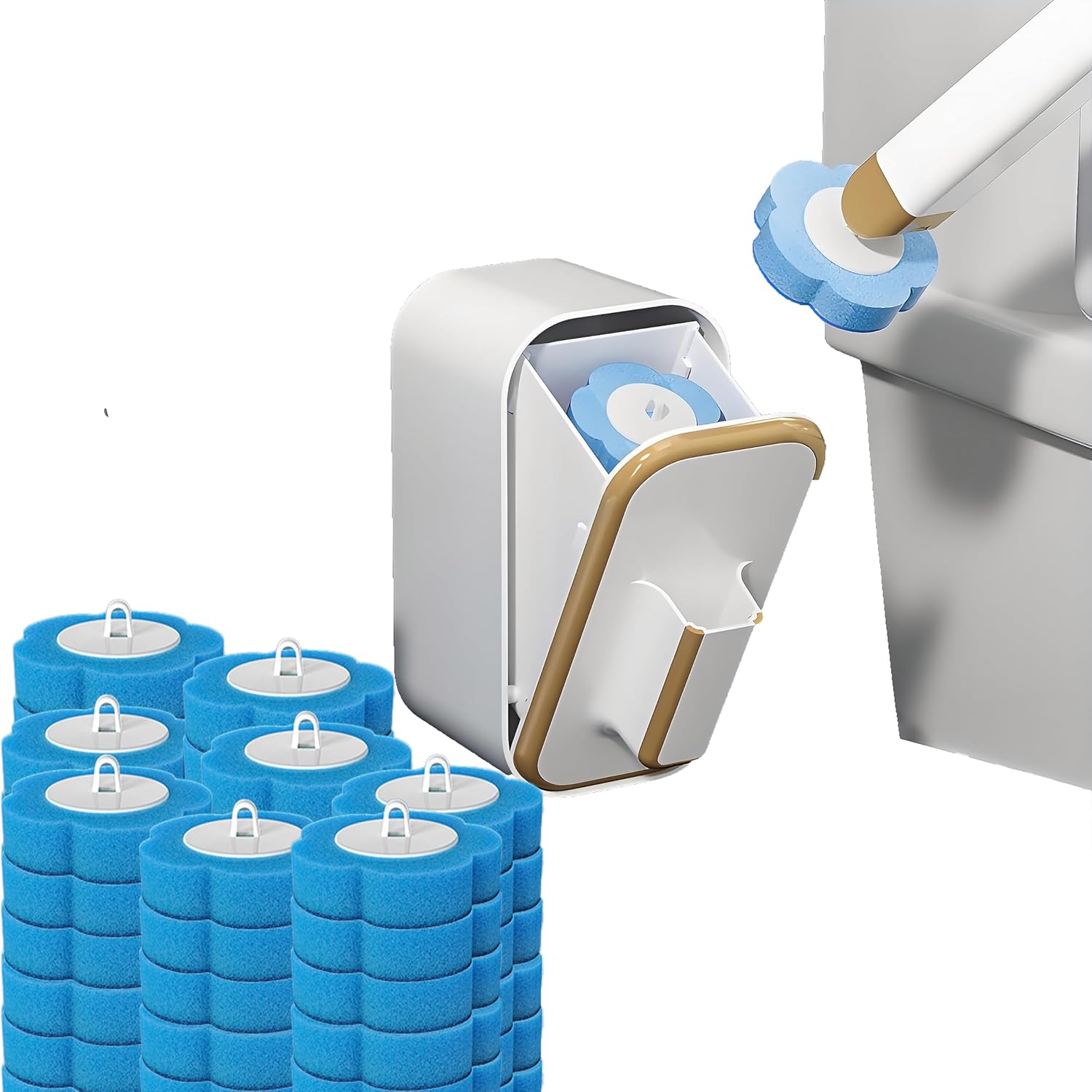 KIRIKIT Toilet Brush Kit with 48 Refills and Holder