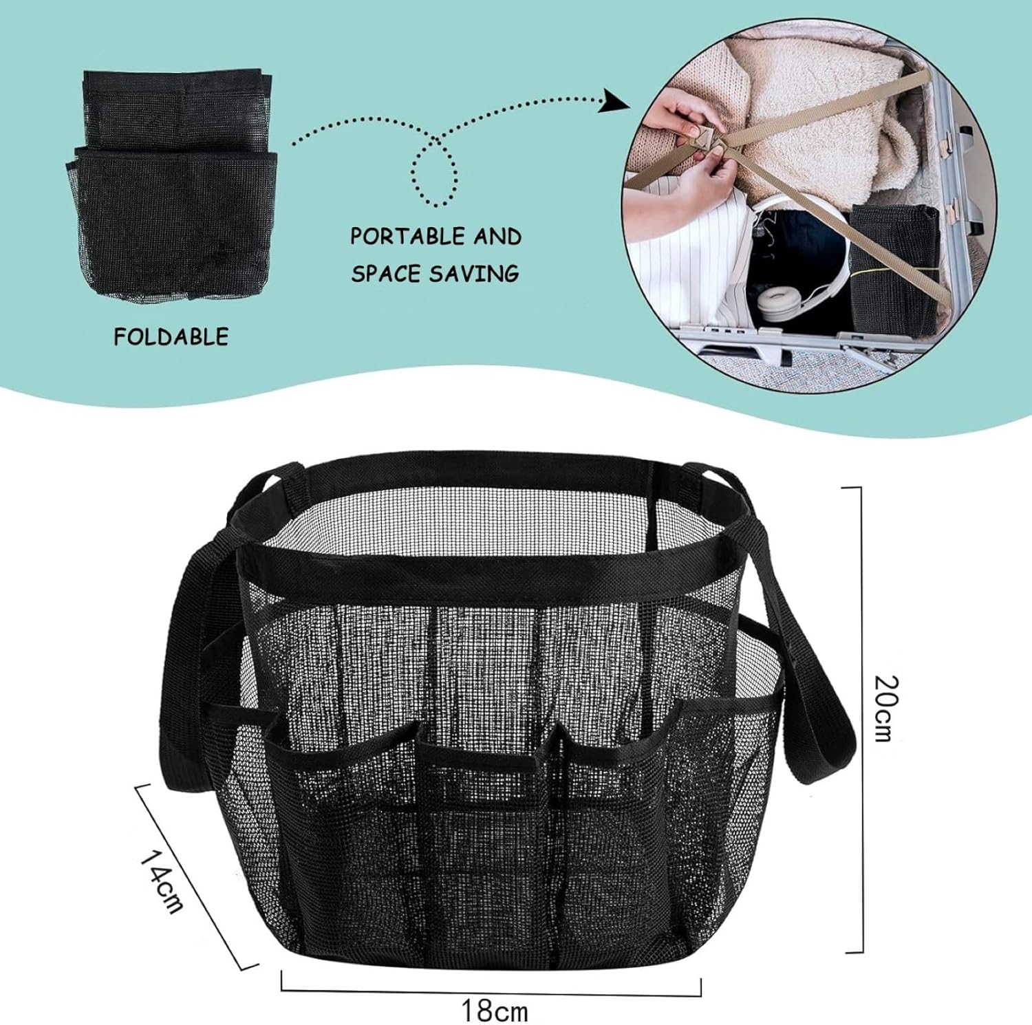 TQQEPOOL Mesh Shower Caddy with 7 Pockets