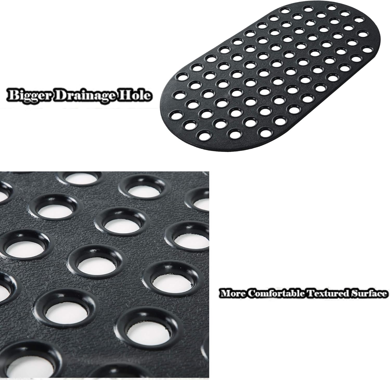 ALL PRIDE Non Slip Black Bathtub Mat 29x15 Inch Oval
