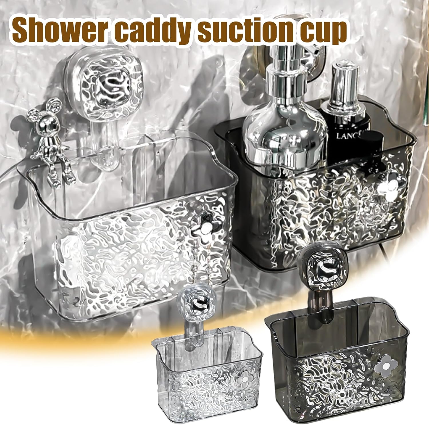 Corrugated Suction Cup Shower Caddy - No Drill White 1PC