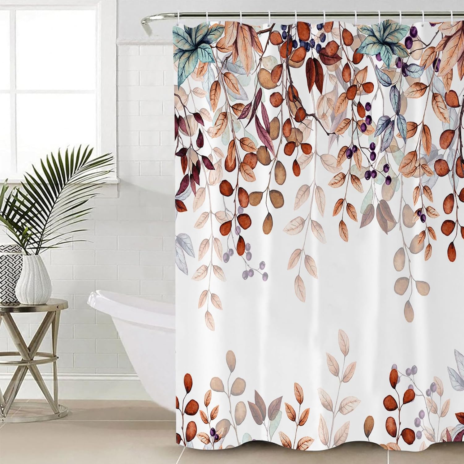 ZOE GARDEN Fall Shower Curtain Set with Rug and Hooks