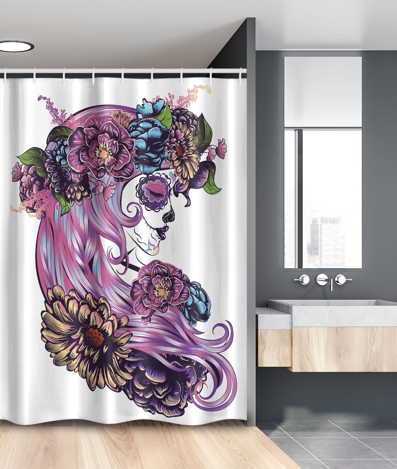 Ambesonne Gothic Stall Shower Curtain with Hooks 54 x 78 Purple Blue