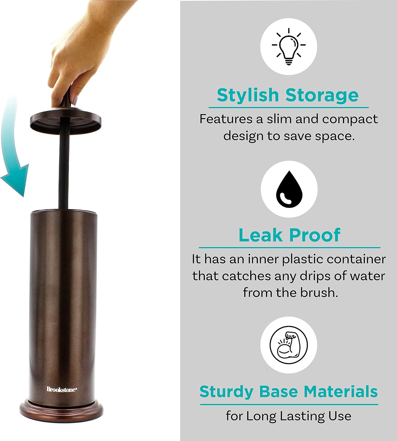 Brookstone Bronze Toilet Brush with Holder 1