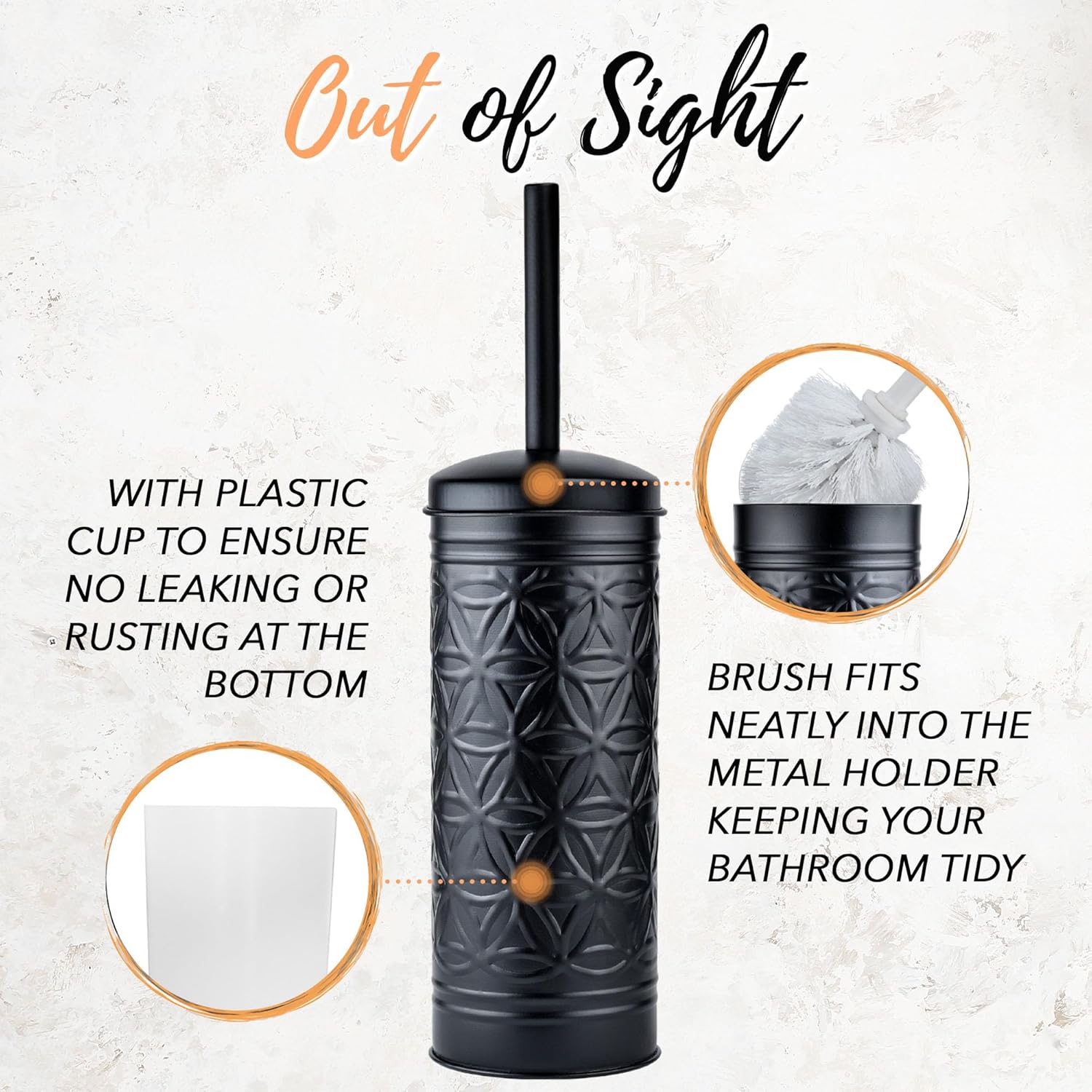 Autumn Alley Matte Black Toilet Brush and Trash Can Set