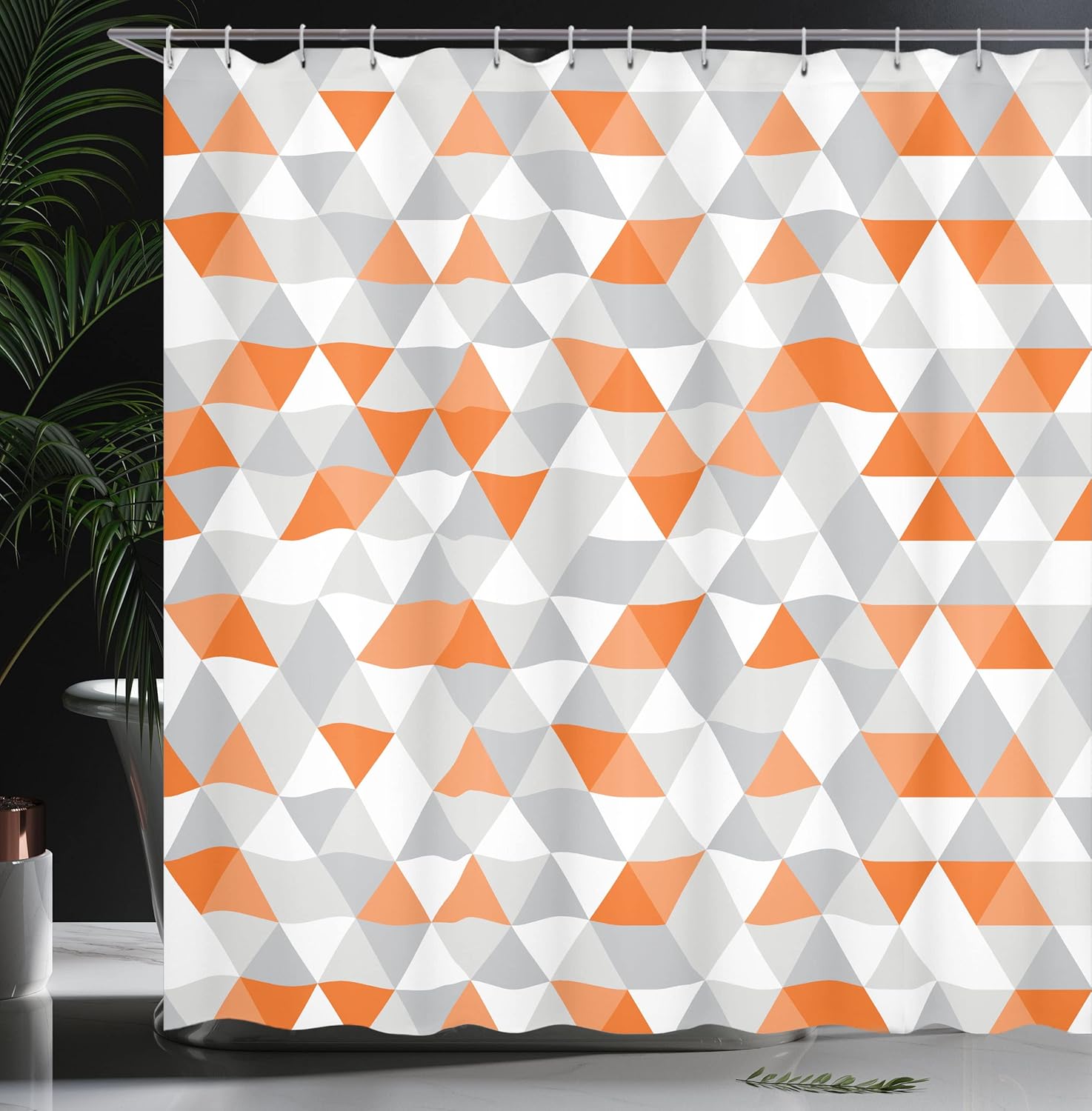 Ambesonne Geometric Shower Curtain Set - 69x75 Orange Salmon