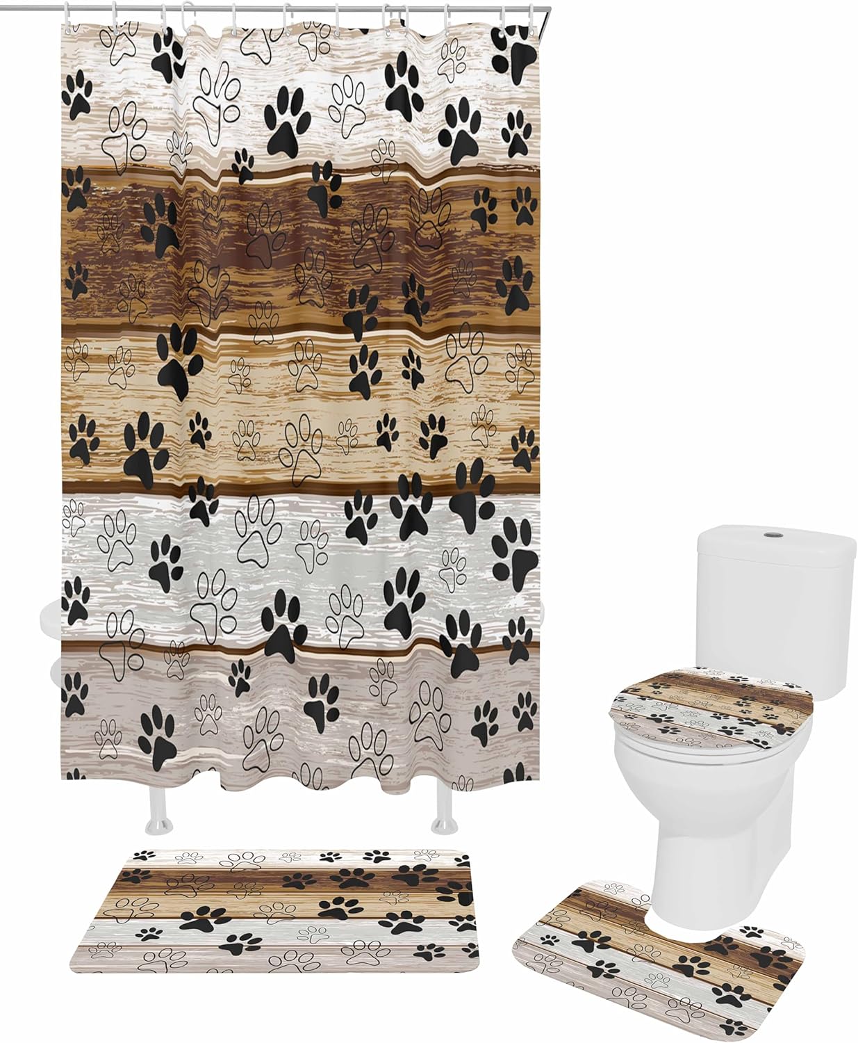 ZOE GARDEN Farmhouse Paw Print Bathroom Set 1