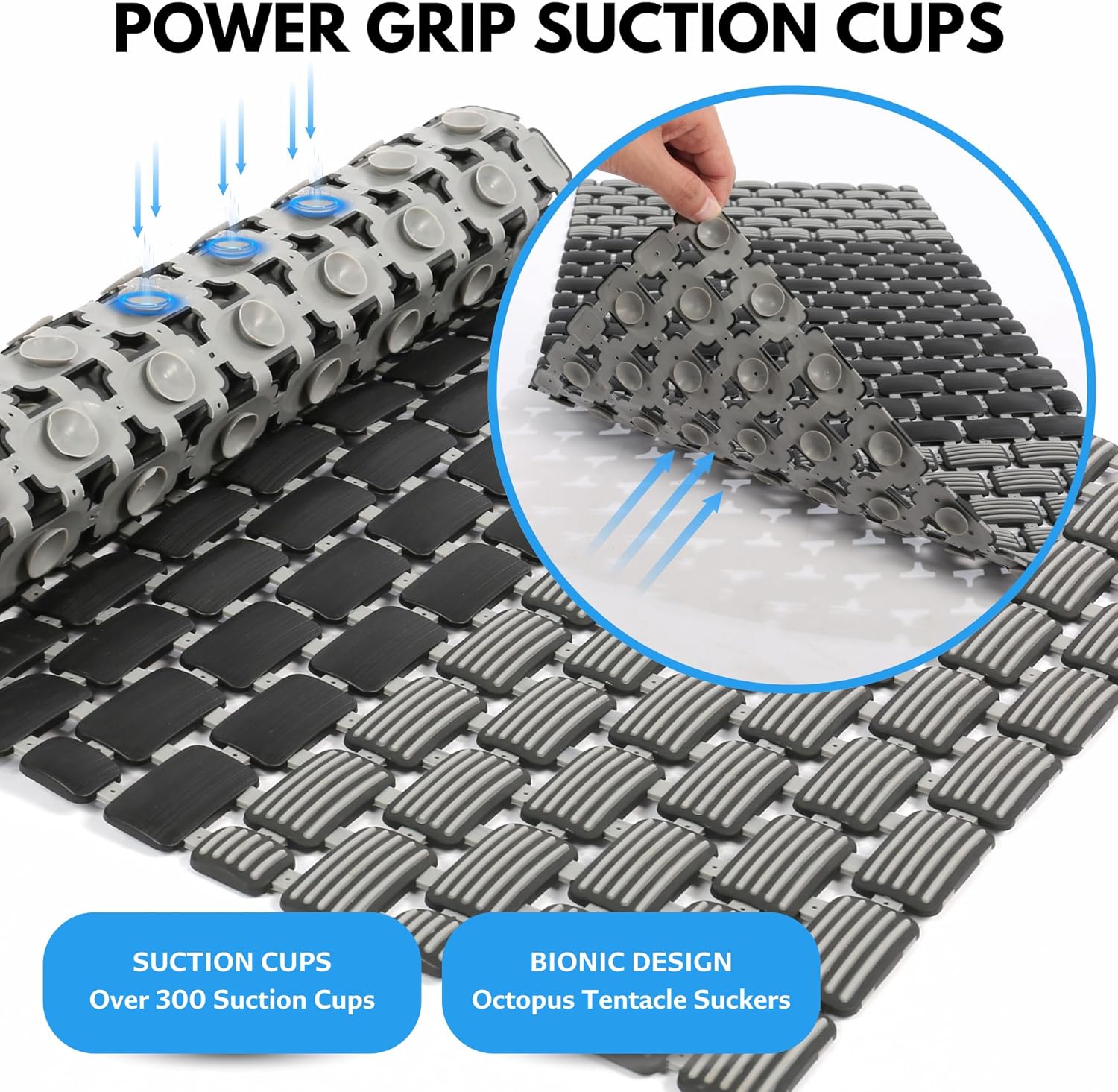 Non-Slip Shower Mat with Suction Cups and Drain Holes