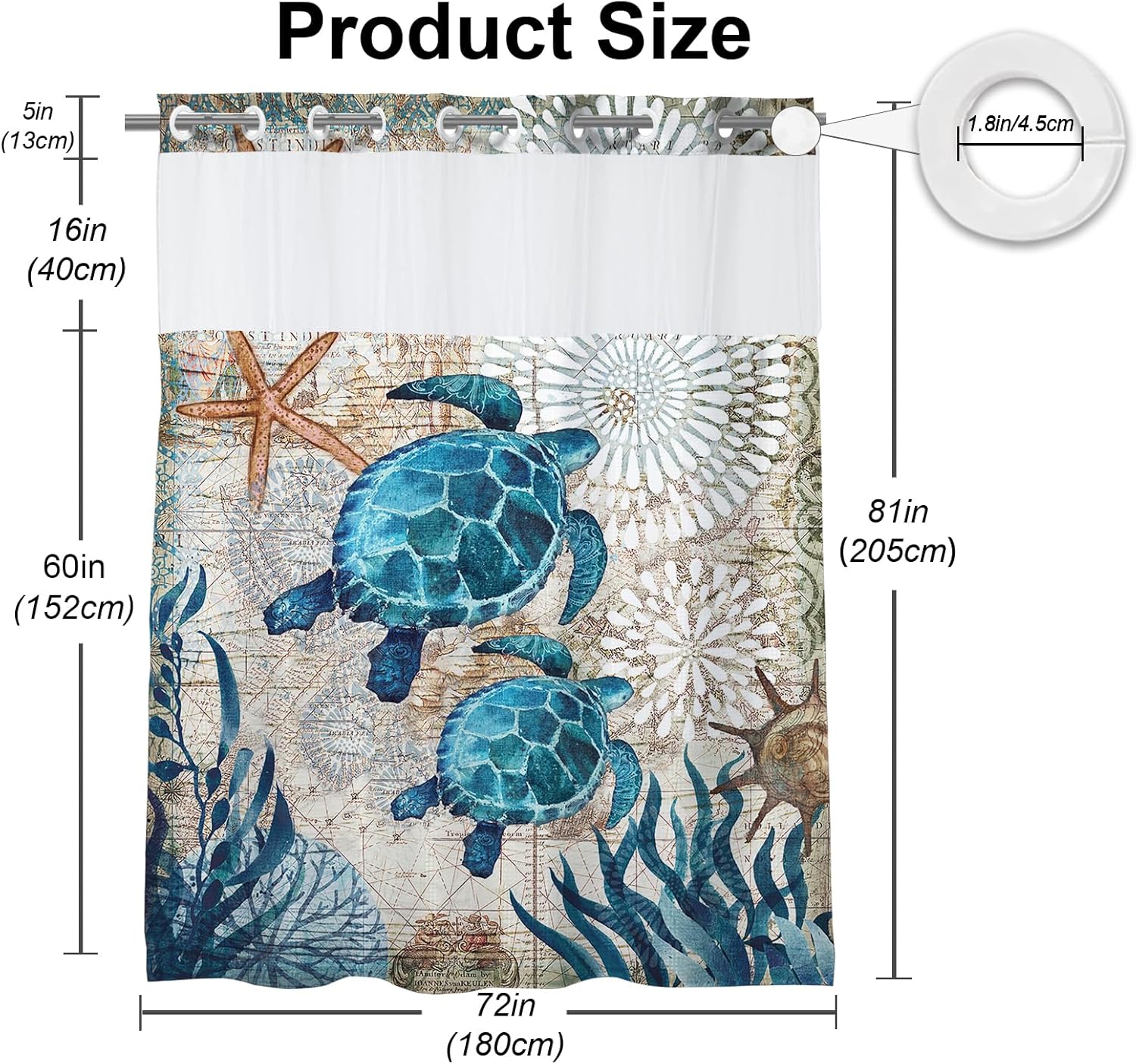 Final Friday Green and Teal Sea Turtle Shower Curtain Set
