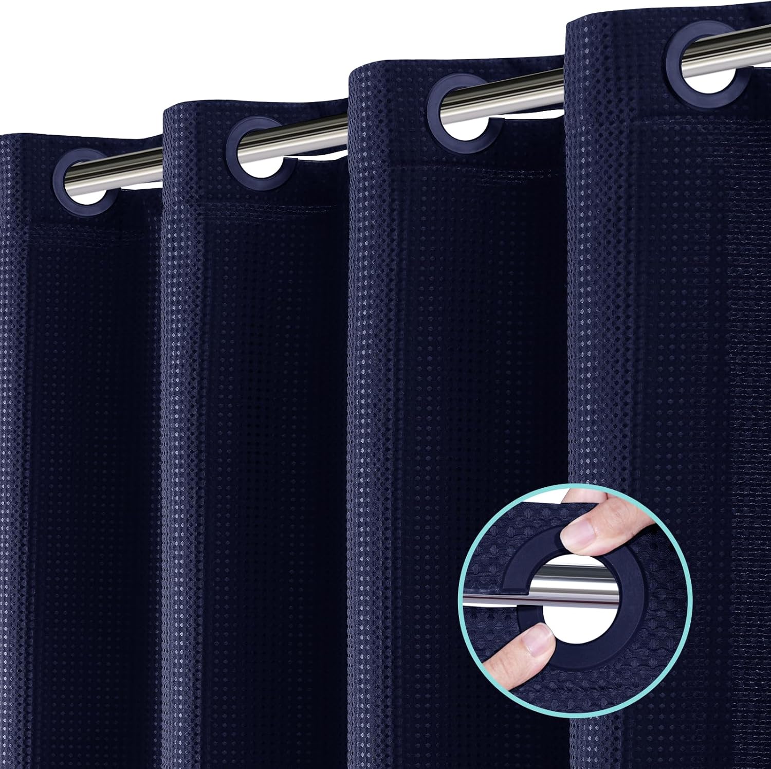 Vipfree No Hook Shower Curtain 72x74 Navy Blue