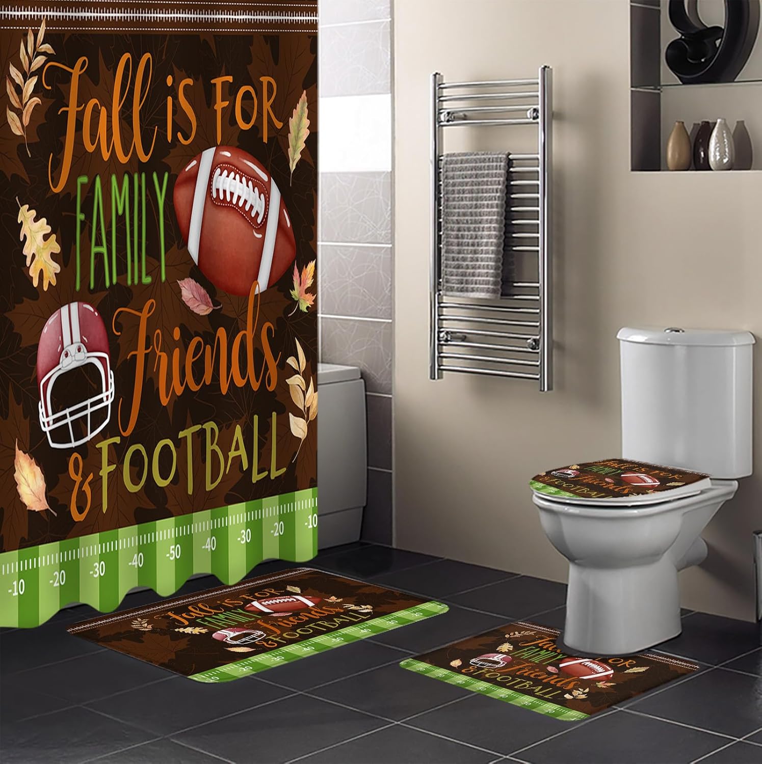 ZOE GARDEN Fall Thanksgiving Bathroom Set 36x72 Inches