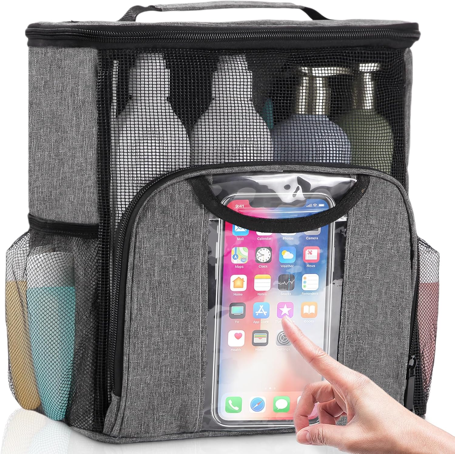 FURNIFE Mesh Shower Caddy Grey Dorm Room Essential