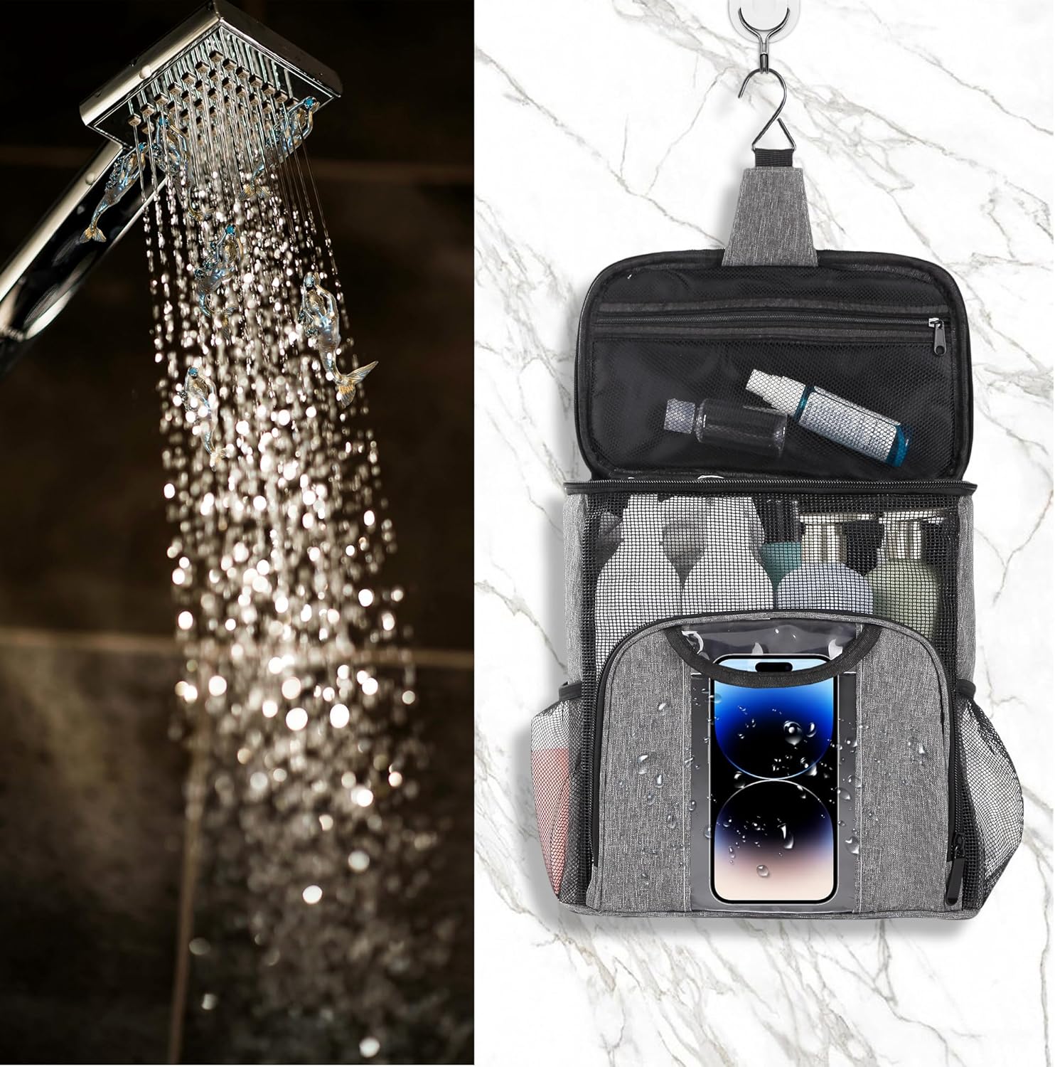 FURNIFE Mesh Shower Caddy Grey Dorm Room Essential