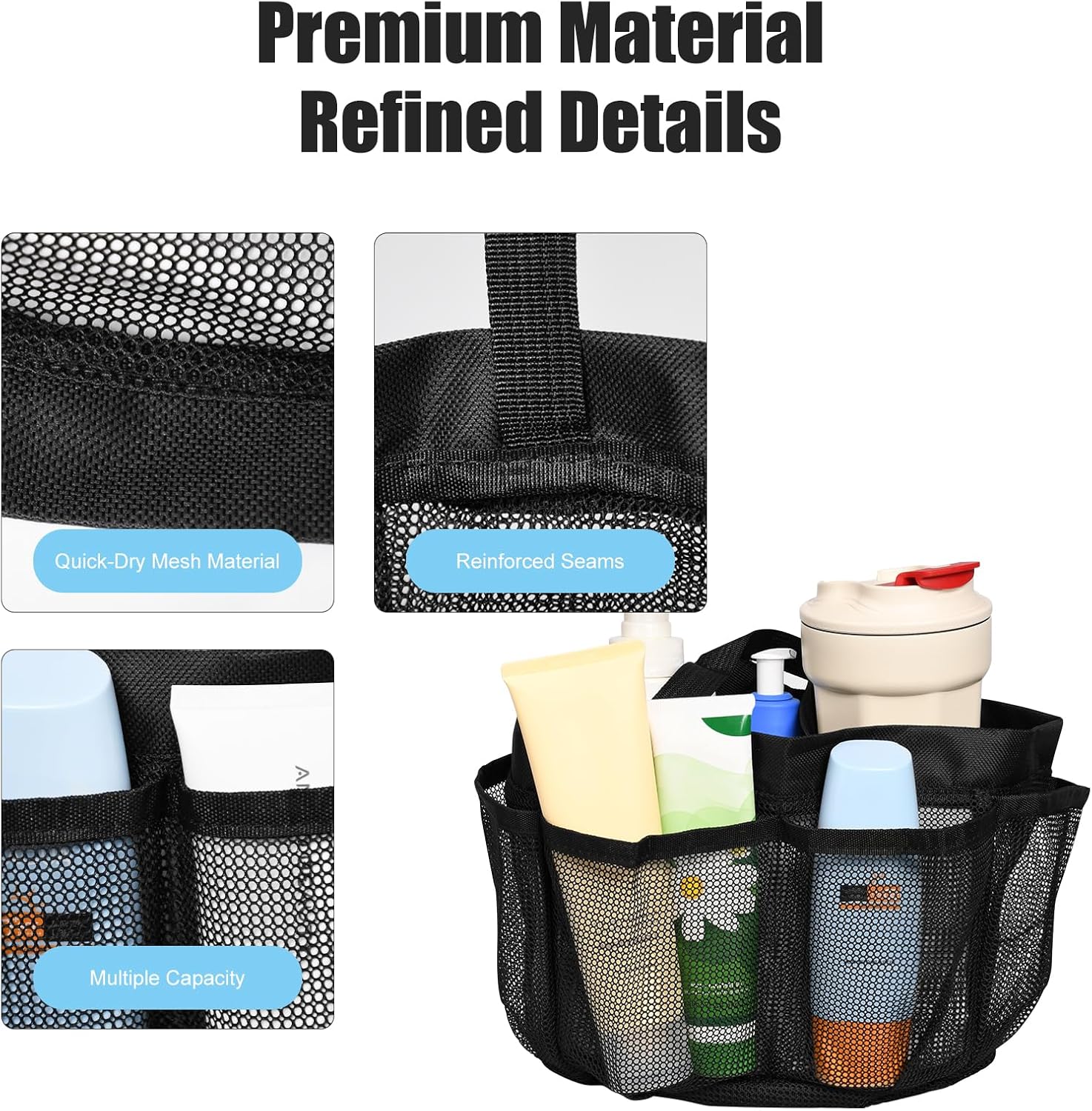 Pumwoy 2 Pack Mesh Shower Caddy Portable Dorm Essentials