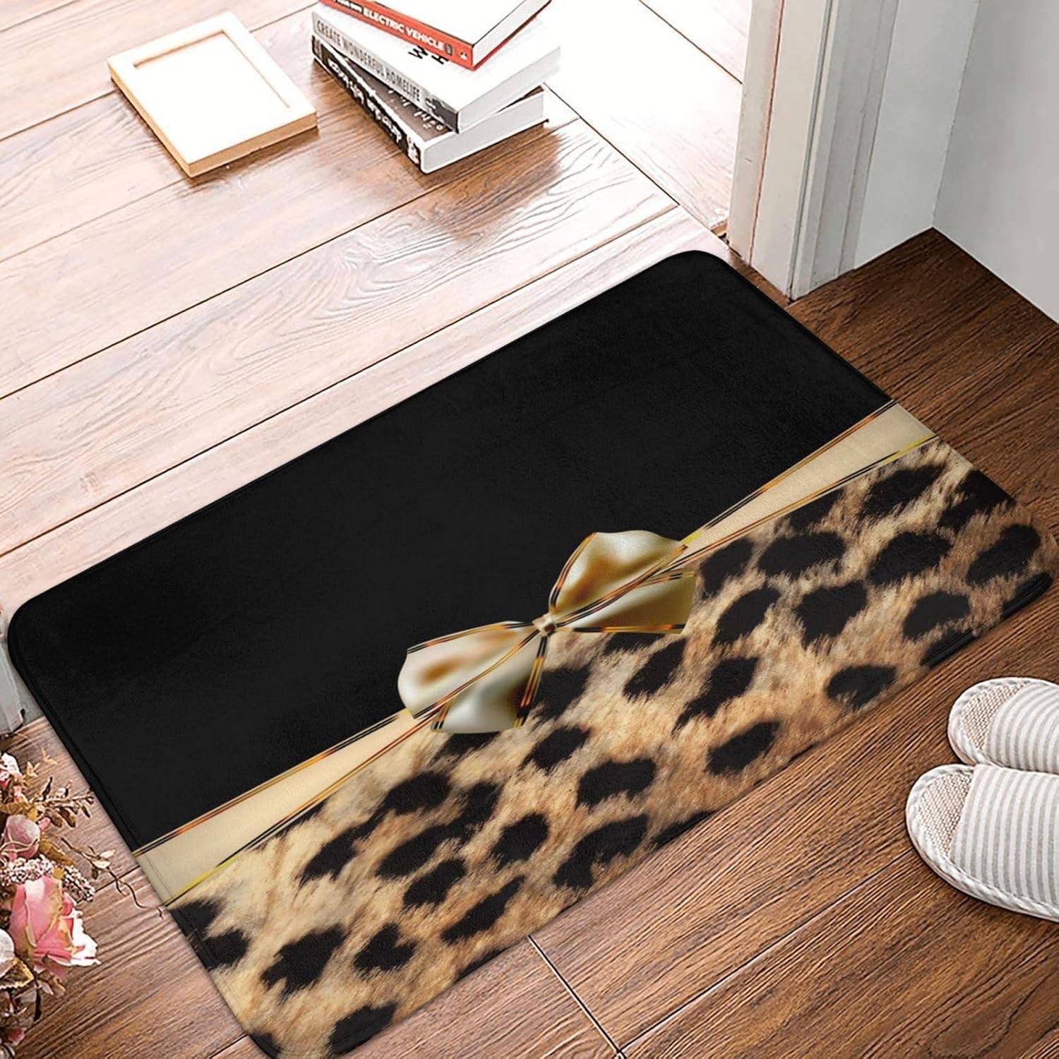 Uphome Leopard Print Bath Mat - Slip Resistant Washable 75x45cm