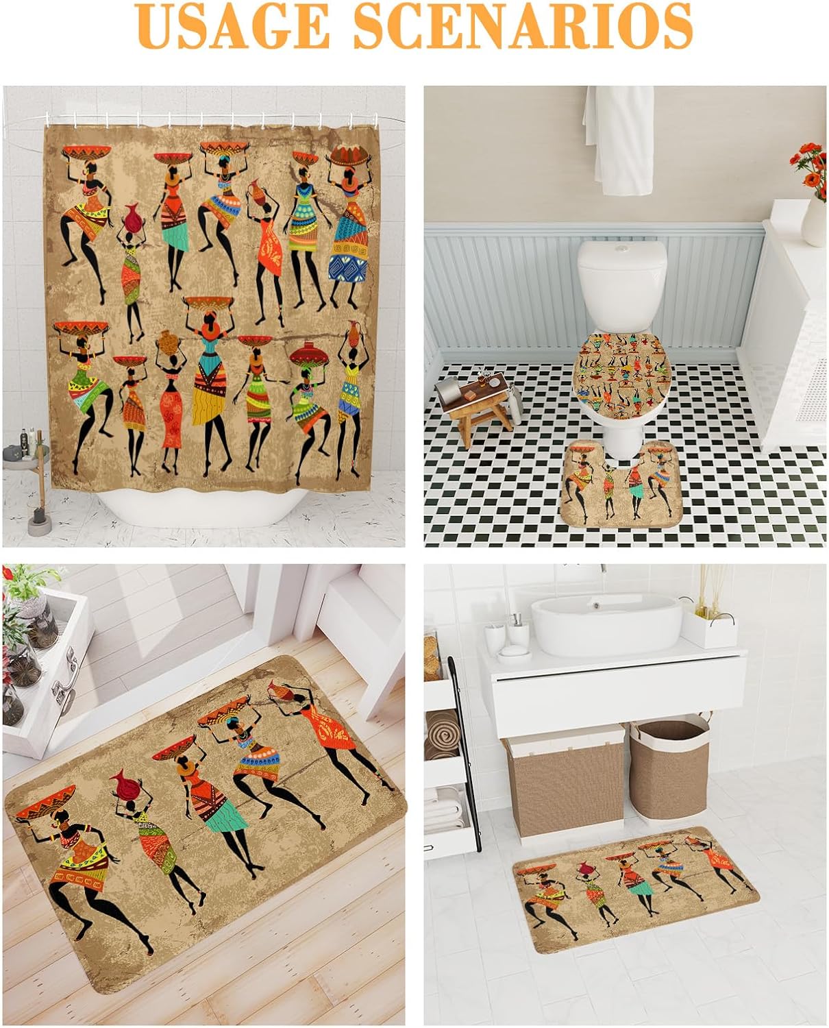 ZOE GARDEN African Women Bohemian Bathroom Set