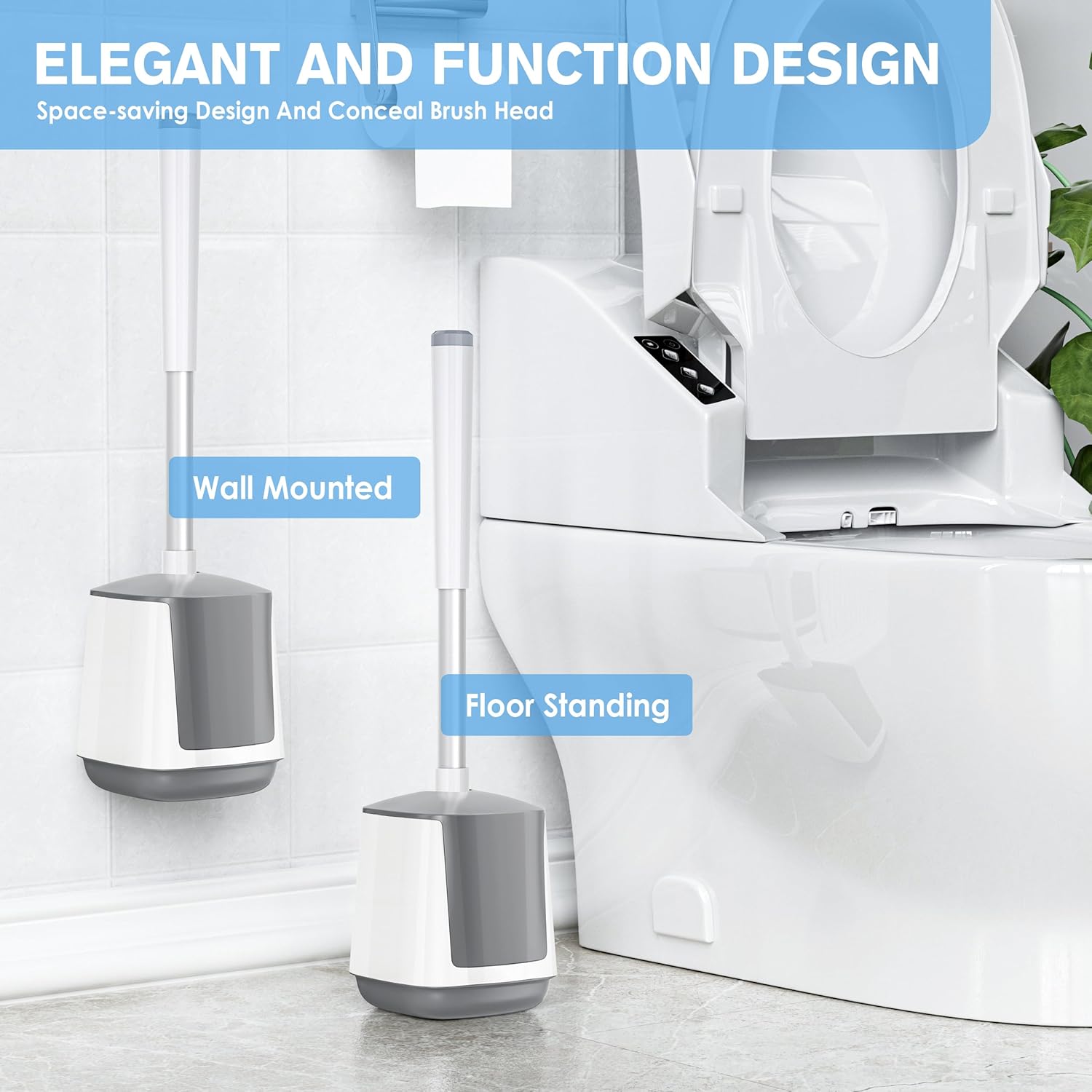 LOVLOY Toilet Brush with Automatic Holder and Tweezers 1