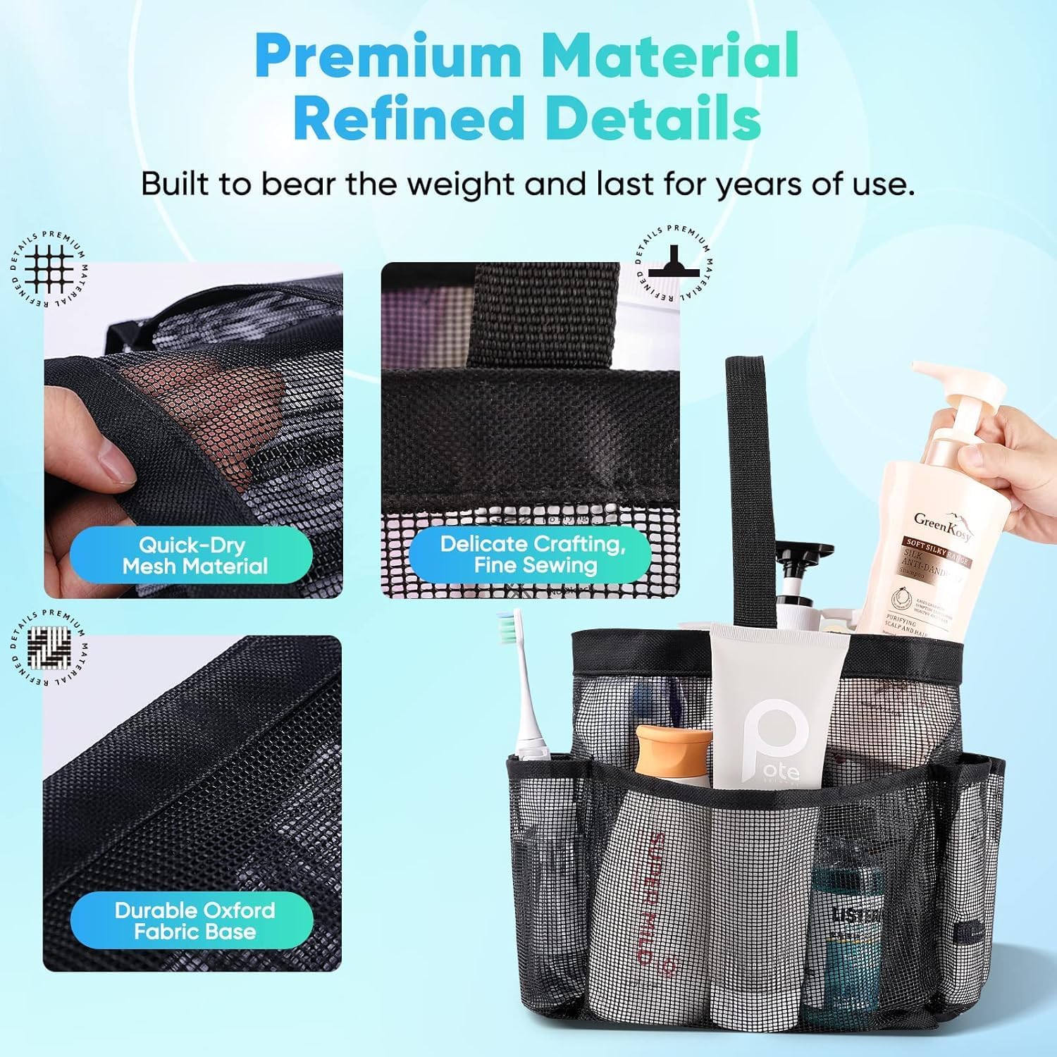Mesh Shower Caddy Portable for College Dorm Room