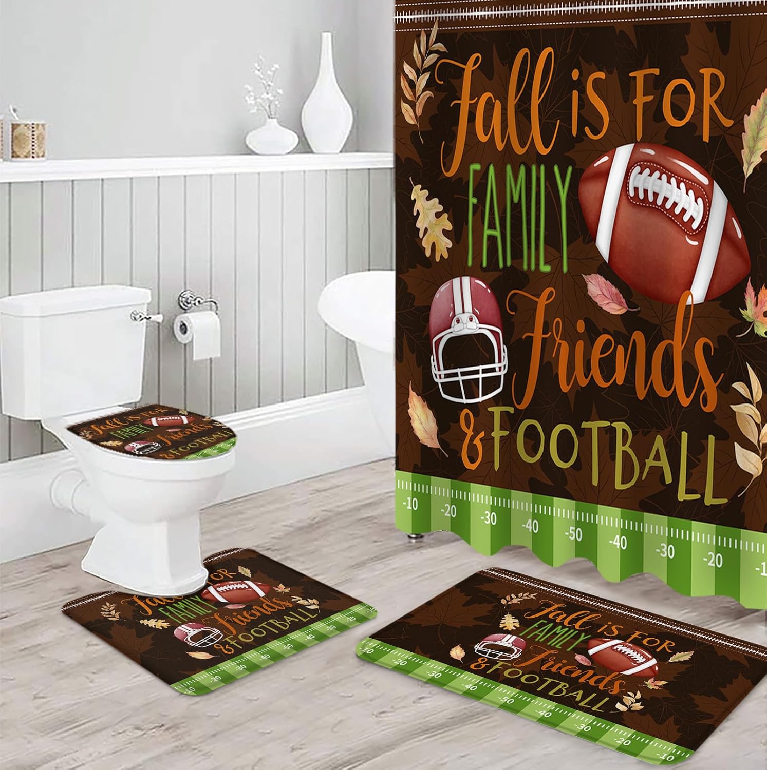 ZOE GARDEN Fall Thanksgiving Bathroom Set 36x72 Inches