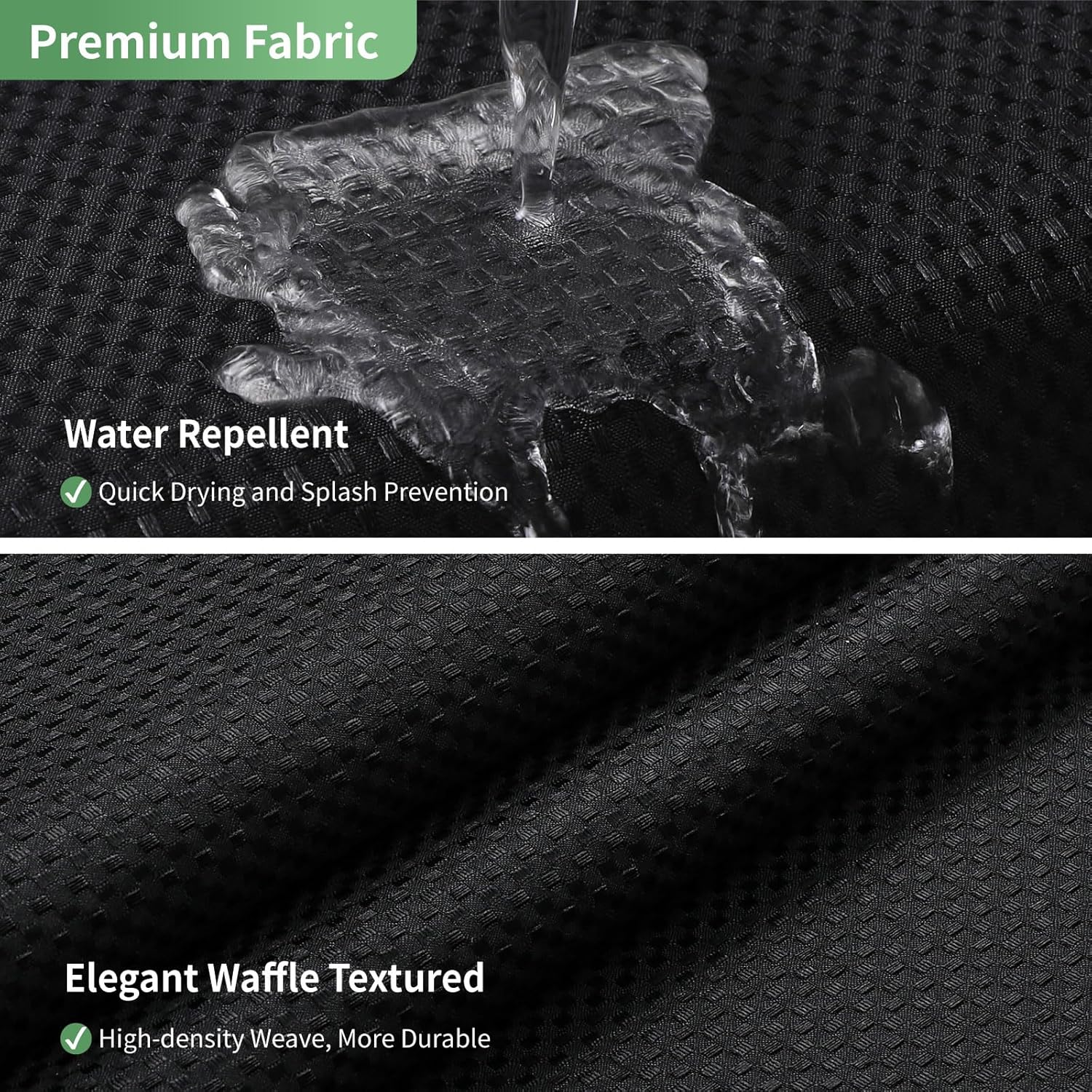 Eachope Black No Hook Shower Curtain with Snap-in Liner Set