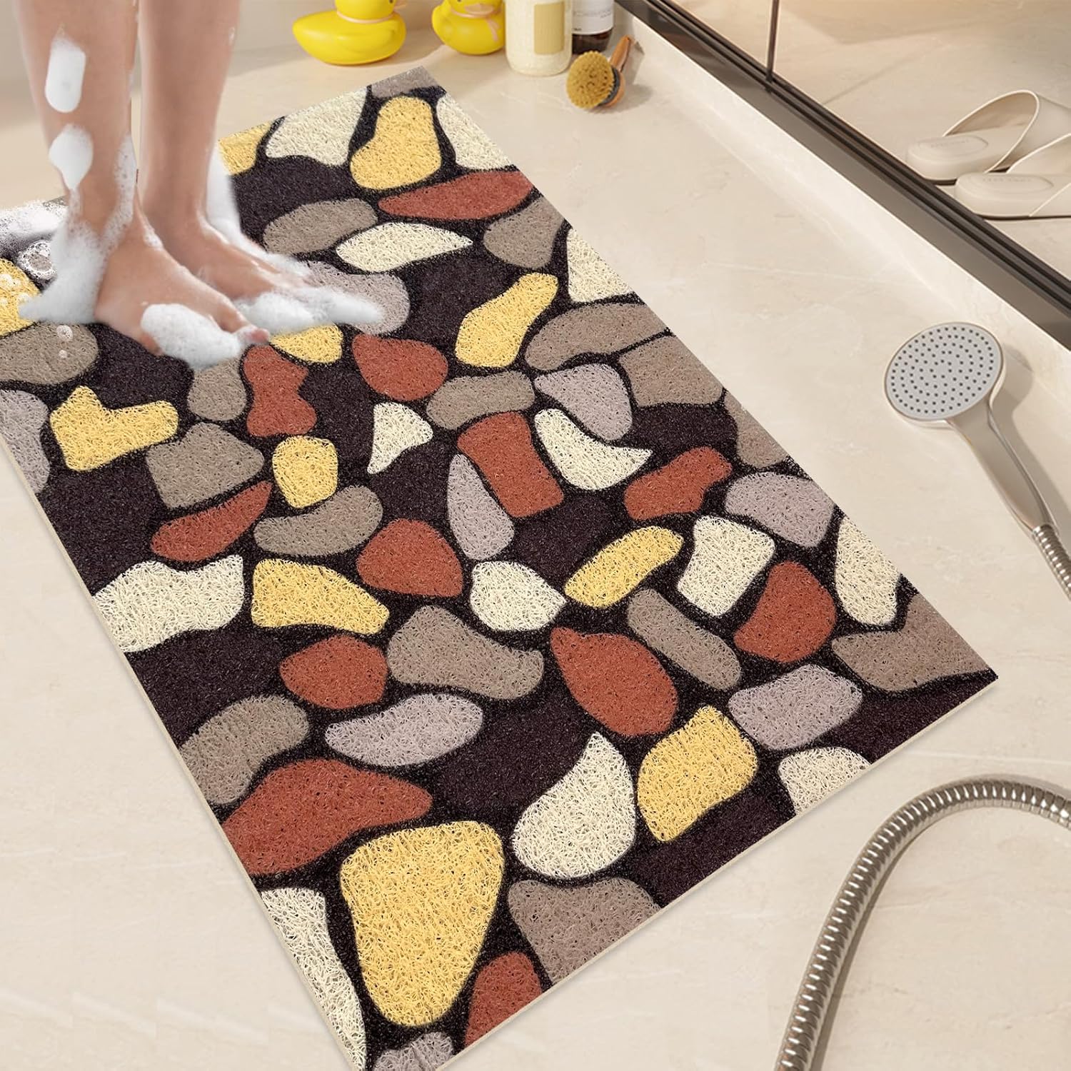 HAPACE Non Slip Shower Mat with Drain Holes 24x16 Inch