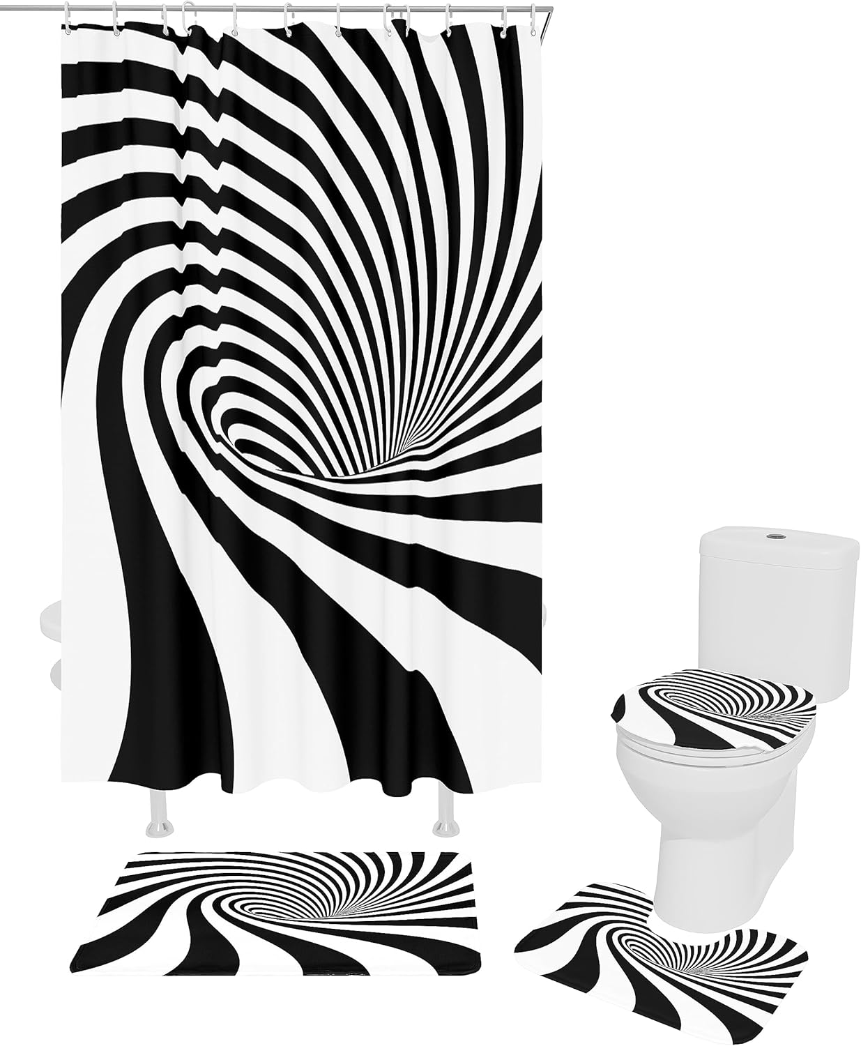 ZOE GARDEN Visual Vortex Optical Shower Curtain Set 1