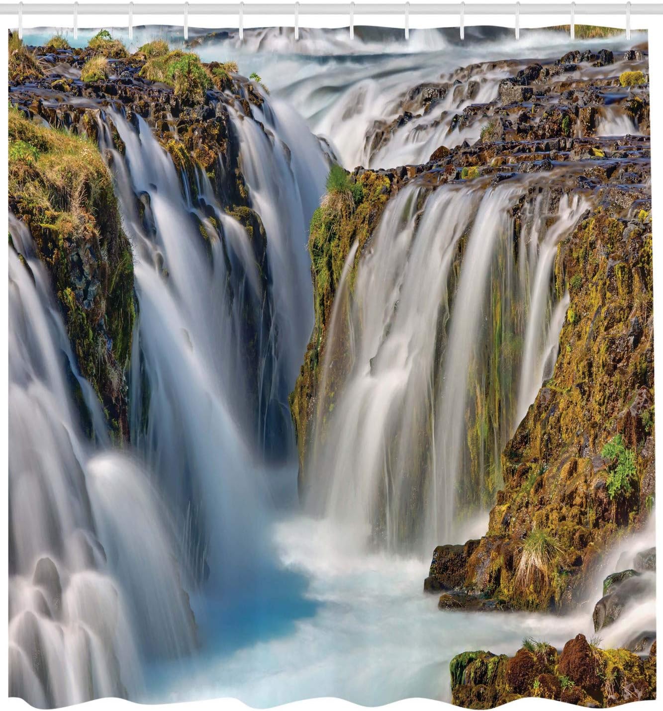 Ambesonne Waterfall Shower Curtain Set with 12 Hooks