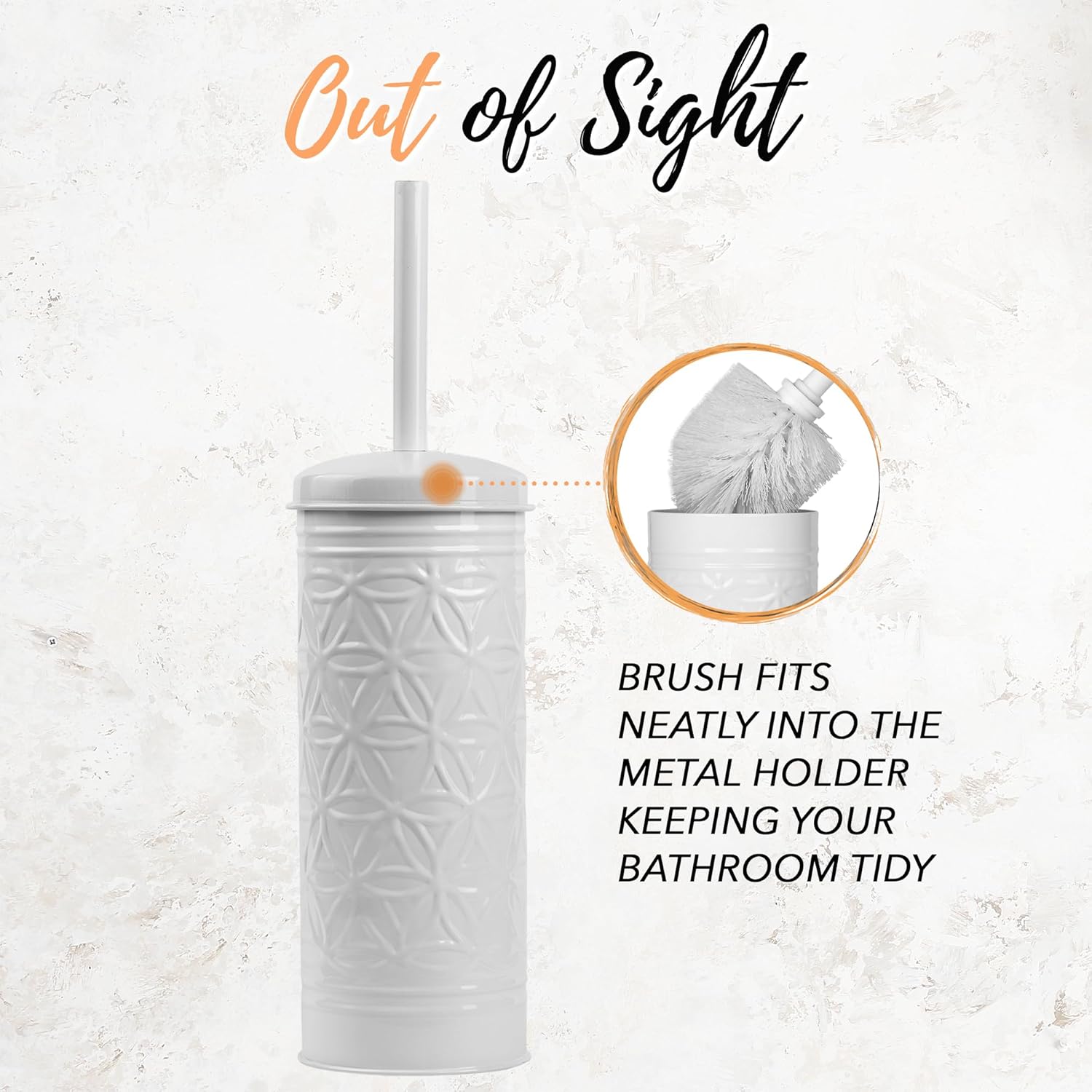Autumn Alley White Toilet Brush with Holder Set