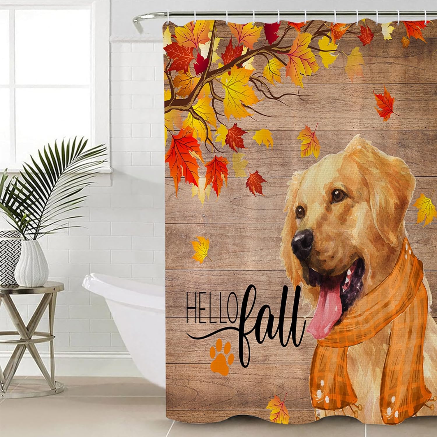 ZOE GARDEN Thanksgiving Shower Curtain Set with Mat and Hooks