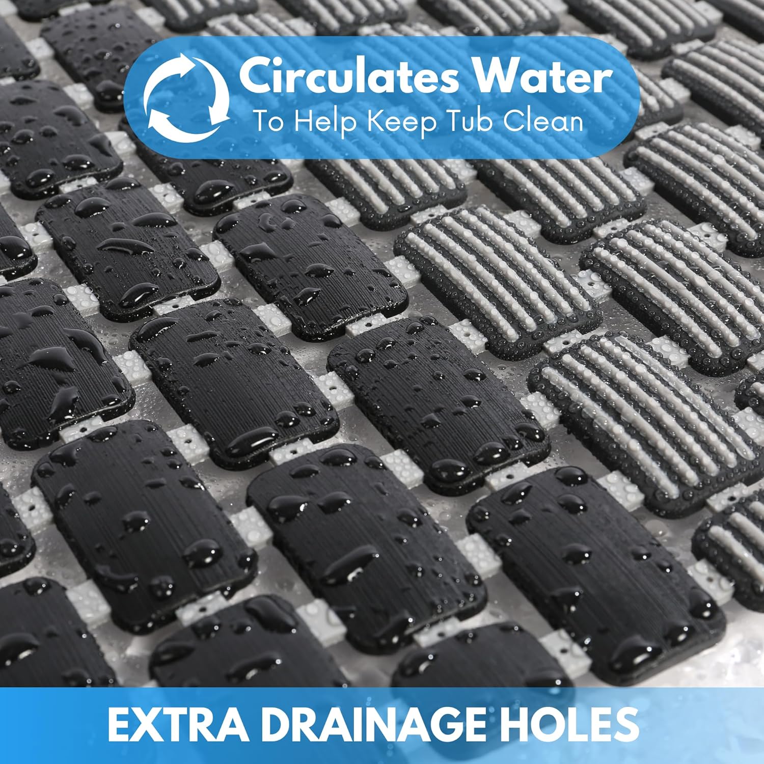 Non-Slip Shower Mat with Suction Cups and Drain Holes