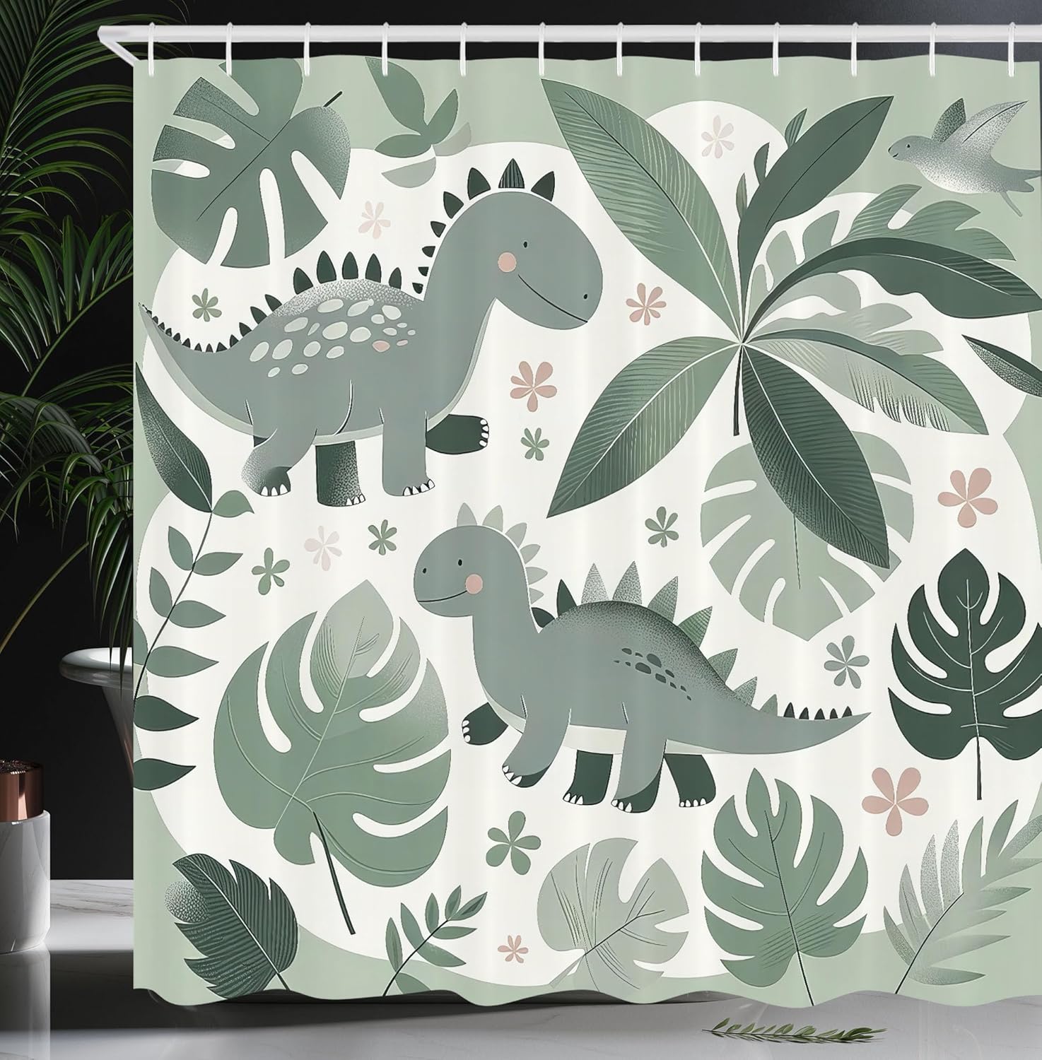 Ambesonne Dinosaur Shower Curtain Set