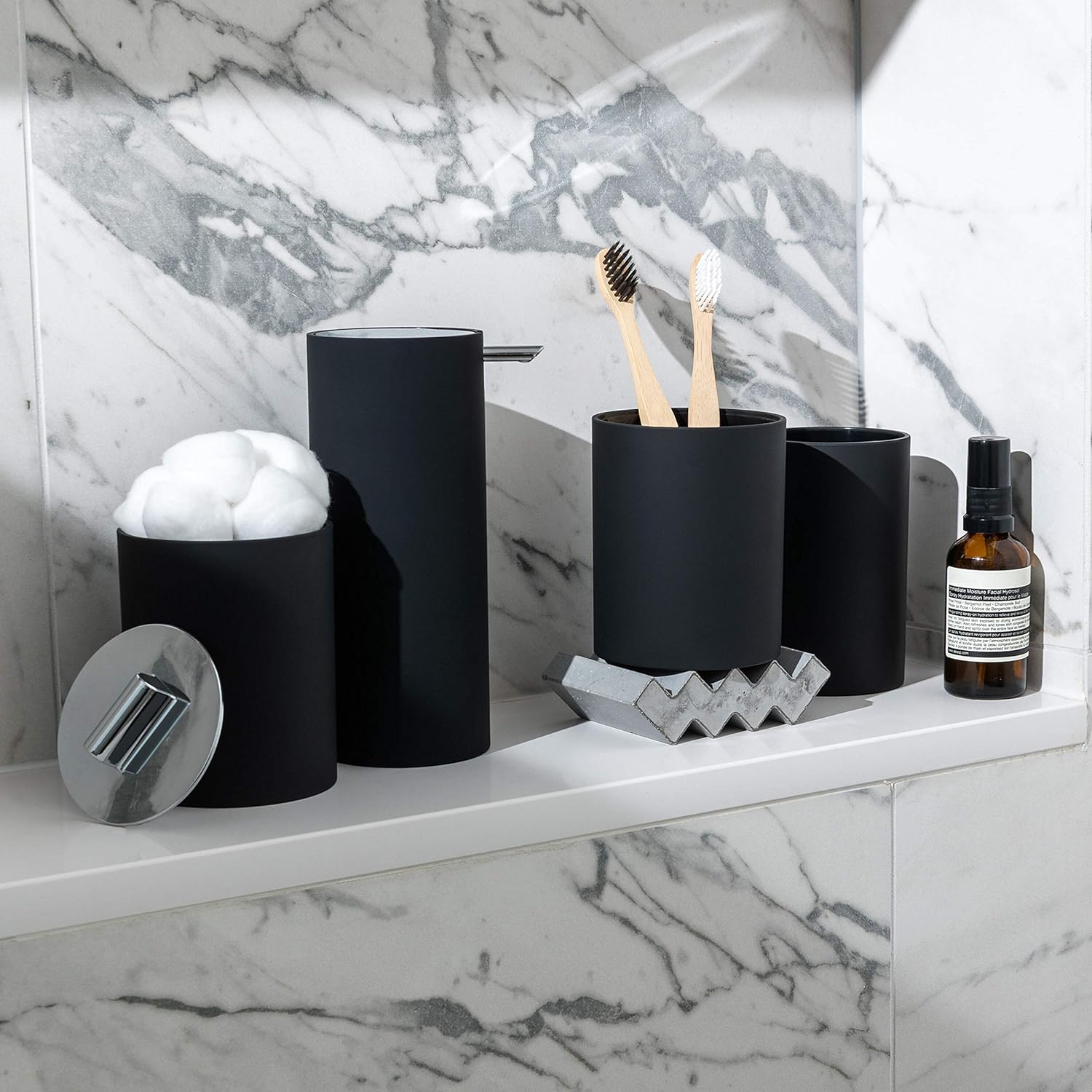 VIRTUNE Matte Black Bathroom Accessory Set 4 Pcs