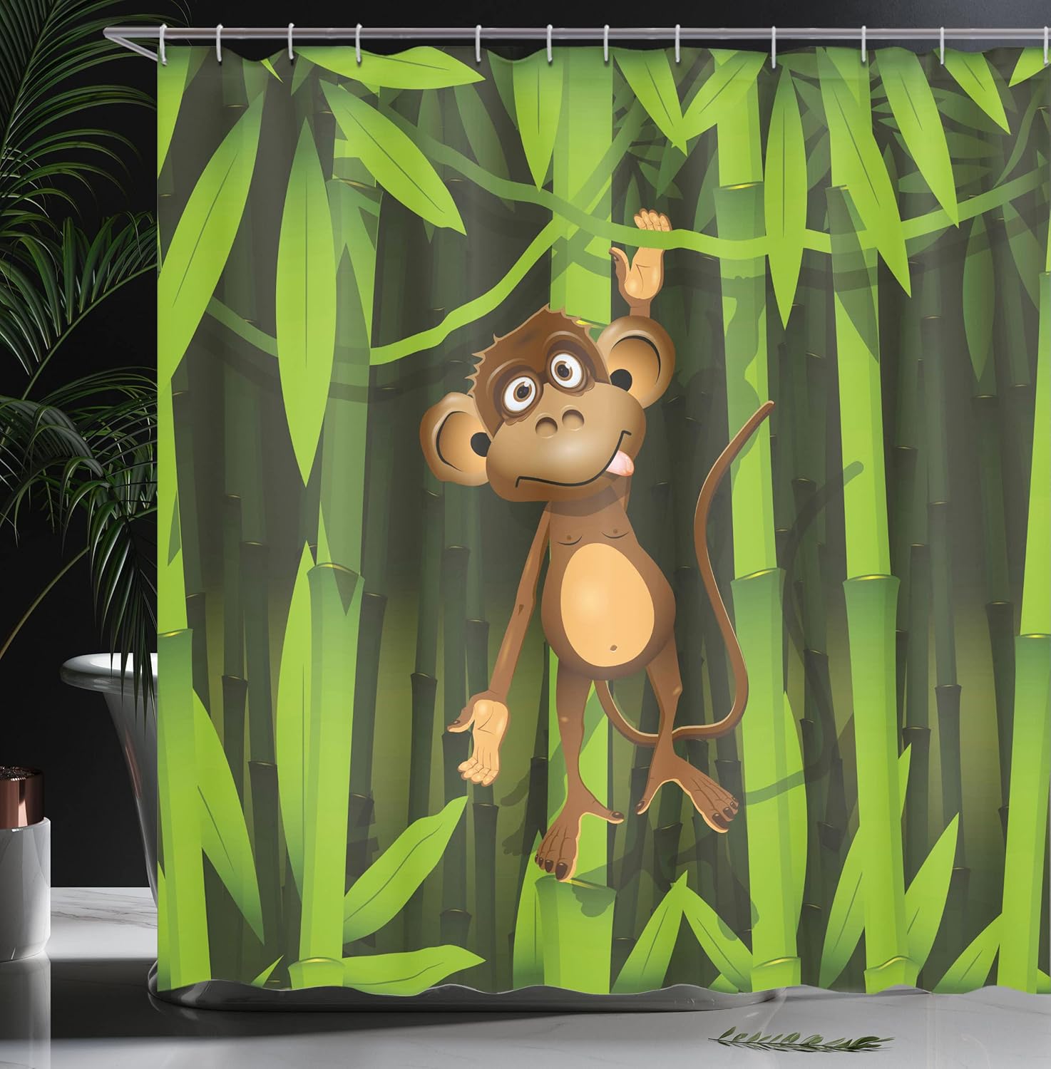 Ambesonne Jungle Shower Curtain Set with 12 Hooks 1