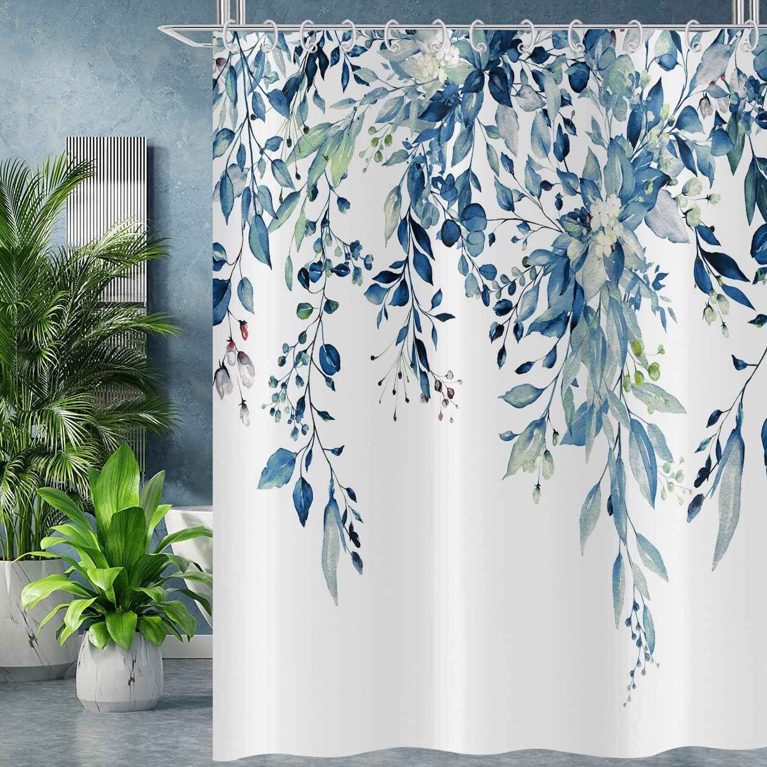 Eucalyptus Leaf Shower Curtain with 12 Hooks 1