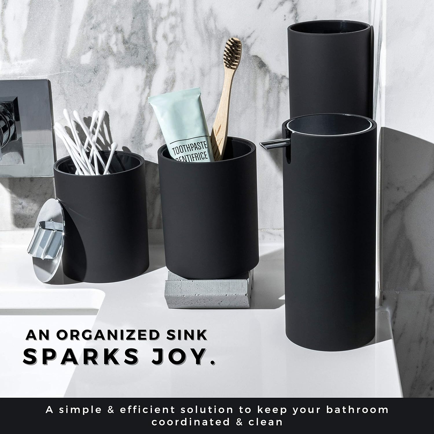 VIRTUNE Matte Black Bathroom Accessory Set 4 Pcs