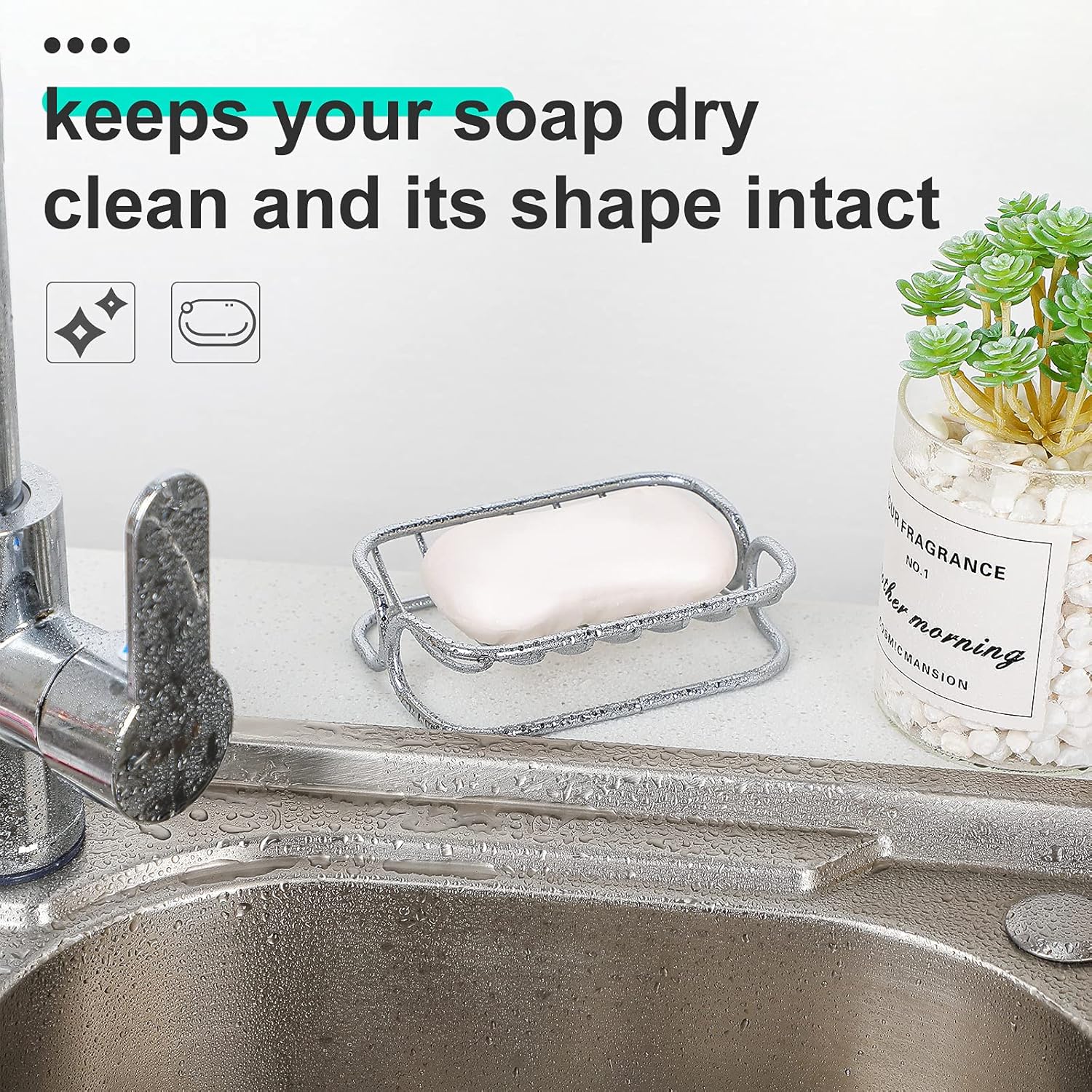Patelai Stainless Steel Bar Soap Dish Self Draining