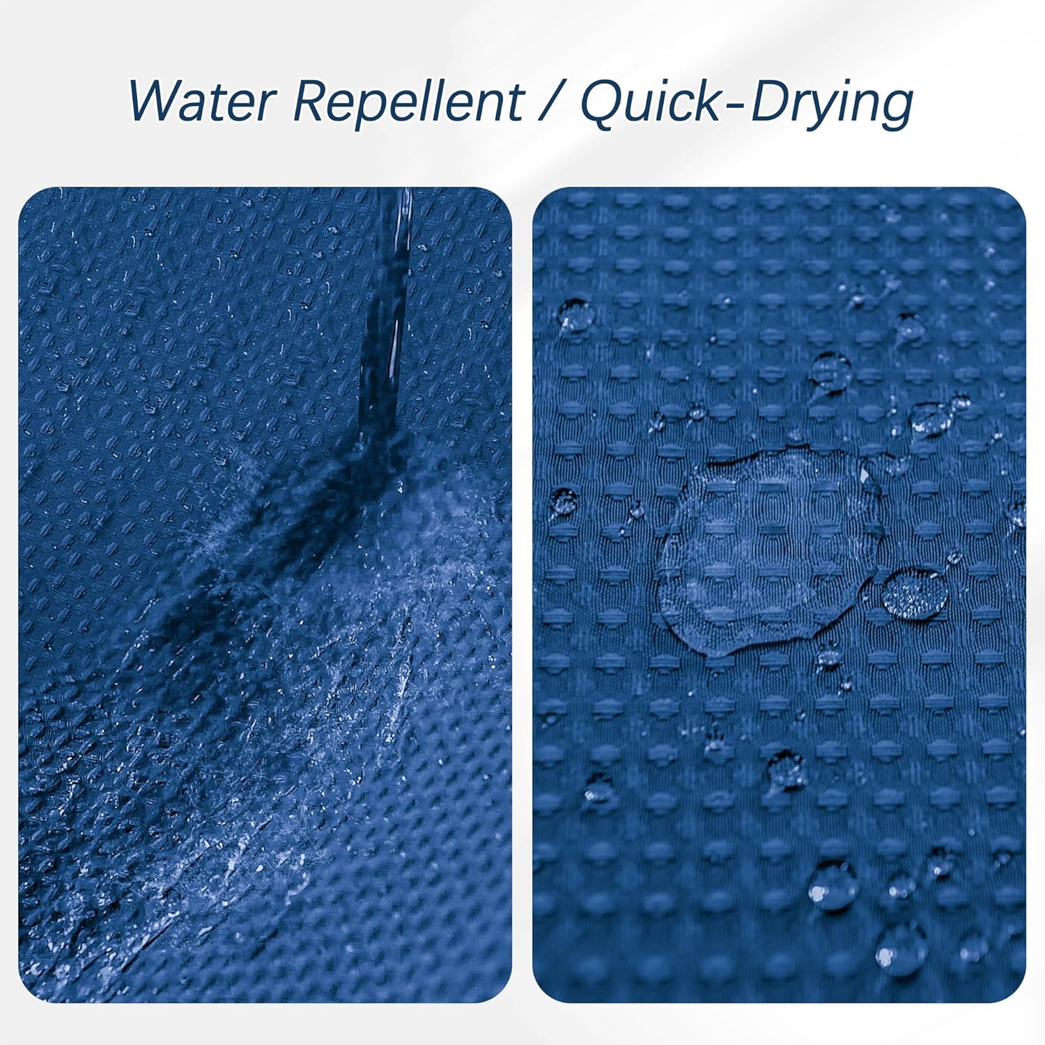 PANGSINNE Classic Blue Waffle Shower Curtain with 12 Hooks