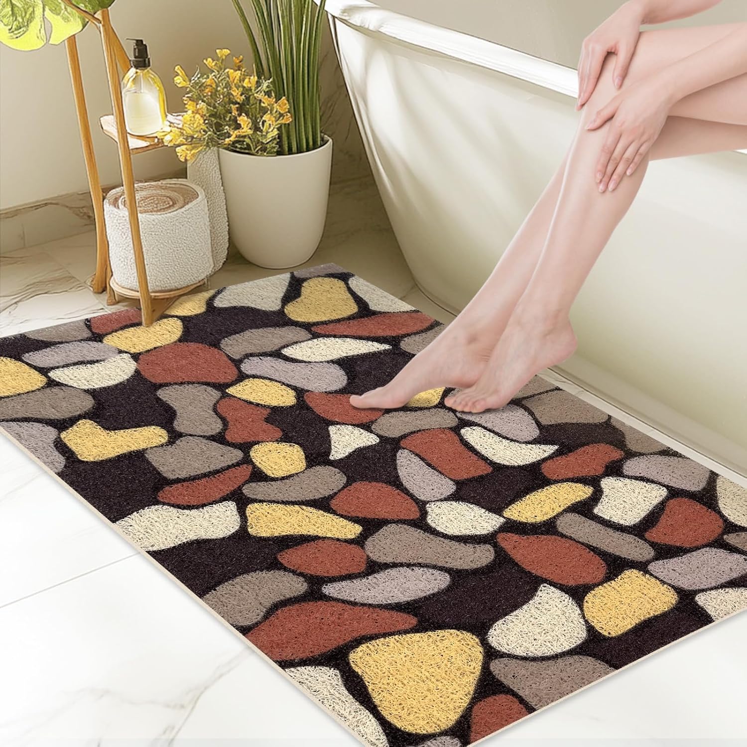 HAPACE Non Slip Shower Mat with Drain Holes 24x16 Inch